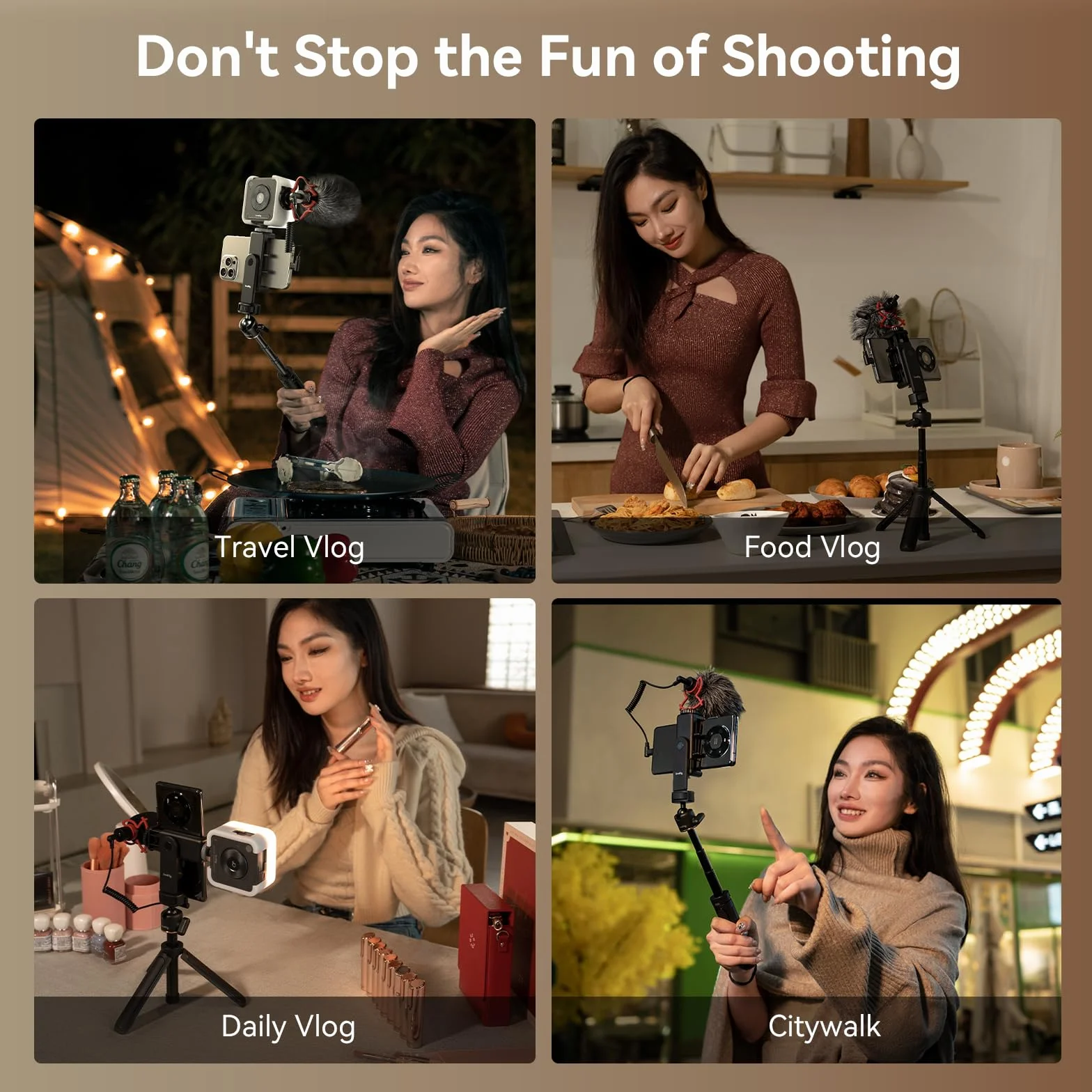 SMALLRIG Zestaw do Vlogowania VK-50 dla iPhone, Zestaw do Tworzenia Treści do YouTube i TikTok Starter, Sprzęt do Nagrywania Wideo, ze Statywem do Telefonu, Uchwytem do Telefonu - 4369