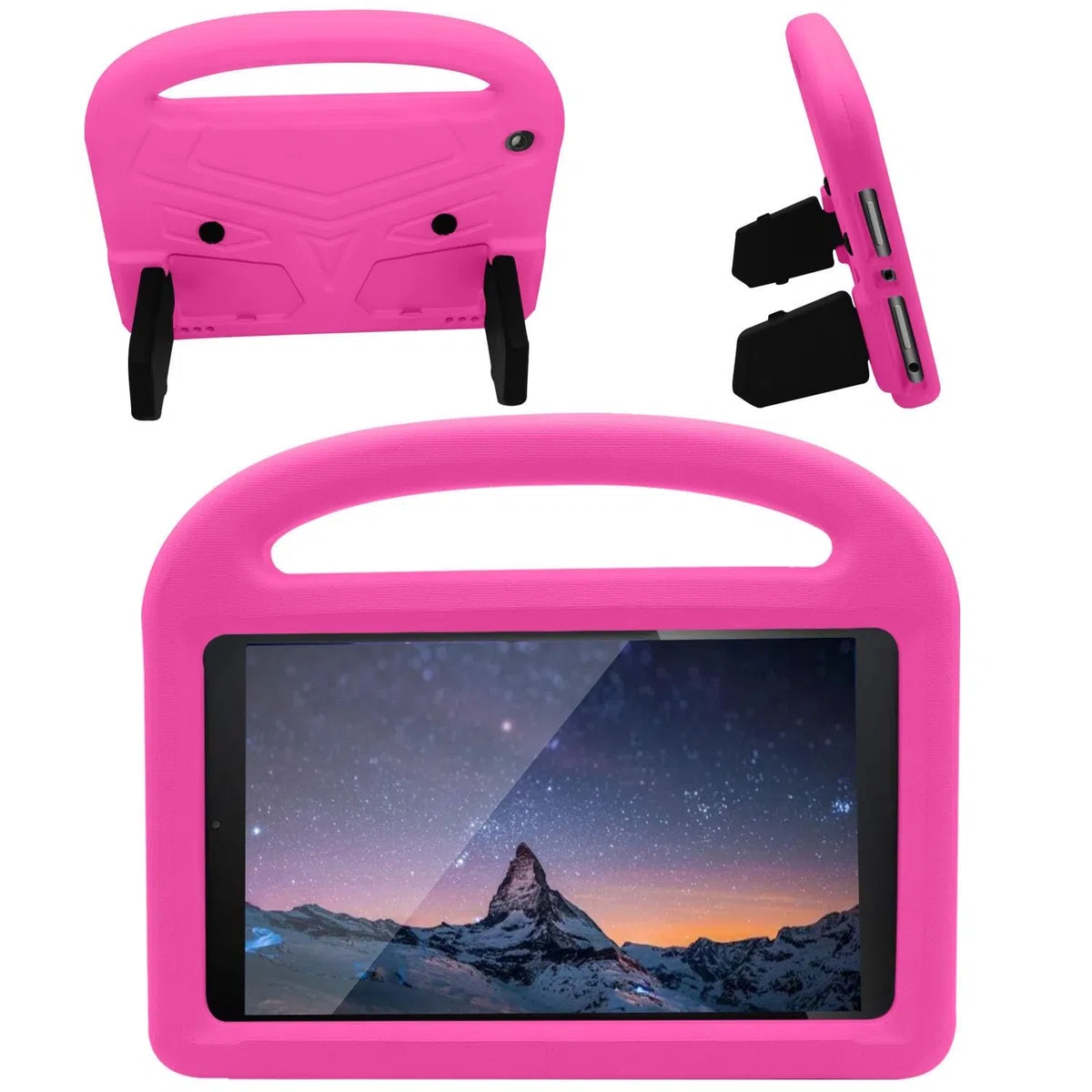 Pokrywa tabletu Etui na tablet dla dzieci kompatybilne z Kindle Fire HD 8 (2022) Etui - Wytrzymała, lekka, odporna na wstrząsy osłona uchwytu z pianki EVA Strona główna tabletu(Rose Red)