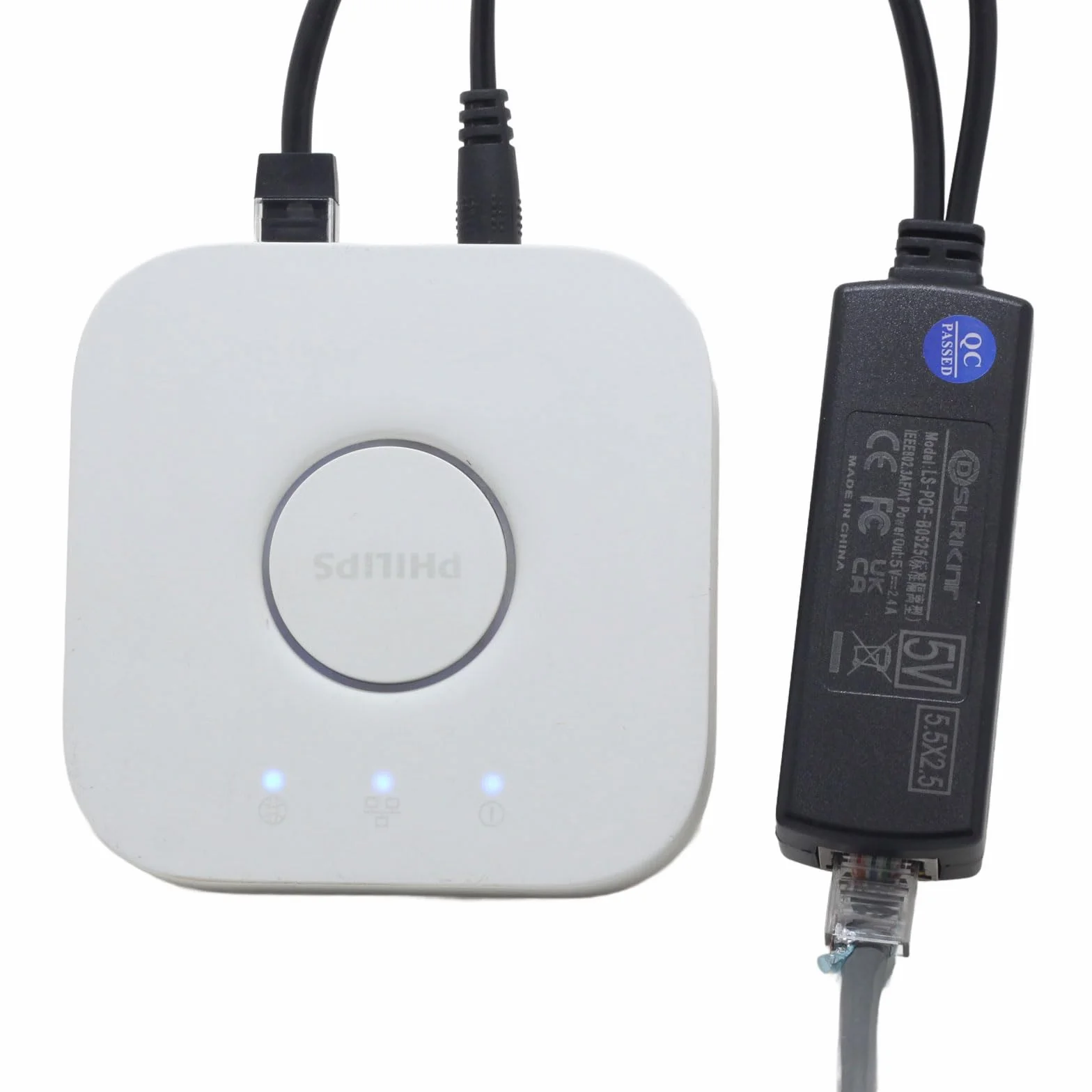 Aktywny rozdzielacz PoE 5 V 2,4 A Power Over Ethernet IEEE802.3af z wtyczką DC 5,5 x 2,5 mm do mostka Hue Bridge i inteligentnego urządzenia 5 V