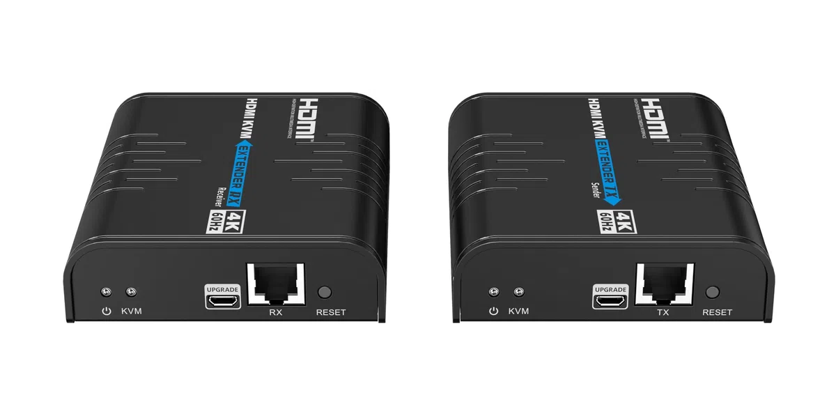PremiumCord Przedłużacz KVM 4K HDMI z USB 2.0, do 120 m Przez Sieć Lan, Przez Ip, Cat5/5e/6, UHD 4K 2160p 60Hz, Full HD 1080p, 4:4:4, HDMI 2.0, HDCP 2.2, Solidna Obudowa Aluminiowa