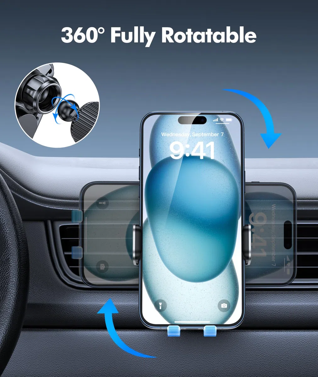 EOIWUY Samochodowy uchwyt na telefon z bezprzewodową ładowarką, automatyczne zaciskanie, szybka bezprzewodowa ładowarka samochodowa 15 W, super stabilny uchwyt samochodowy na telefon z ładowarką na