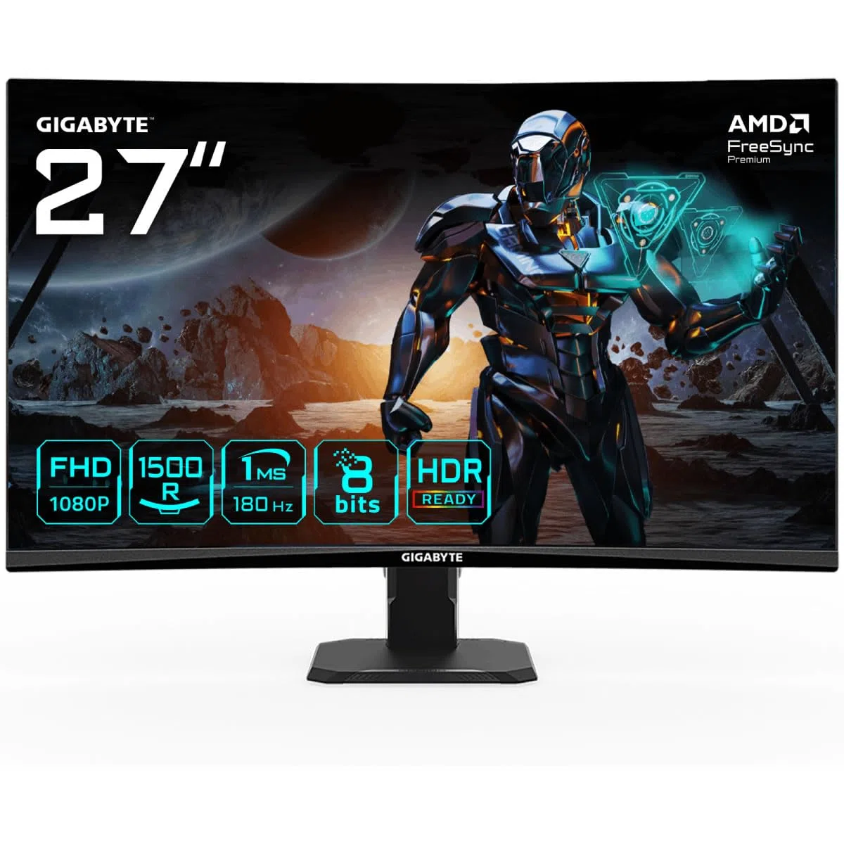 Gigabyte GS27FC 27-calowy zakrzywiony monitor gamingowy FHD - 1920 x 1080, 180 Hz, 1250 cd/m², FreeSync Premium, HDR Ready, HDMI 2.0, Displayport 1.4