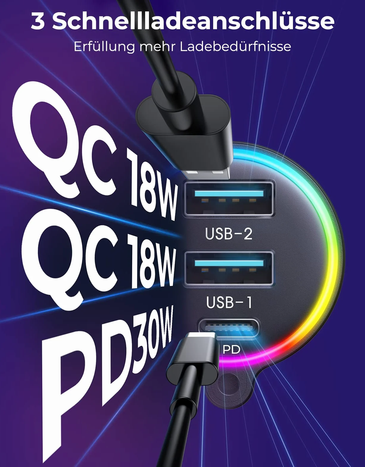 JOYROOM 96 W Bluetooth 5.4 adapter samochodowy (60 W PD i 2 x 18 W QC 3.0) transmiter muzyki FM Auto Bluetooth 【Bass Boosted & Hi-Fi】Zestaw głośnomówiący, ładowarka samochodowa, obsługa gniazda