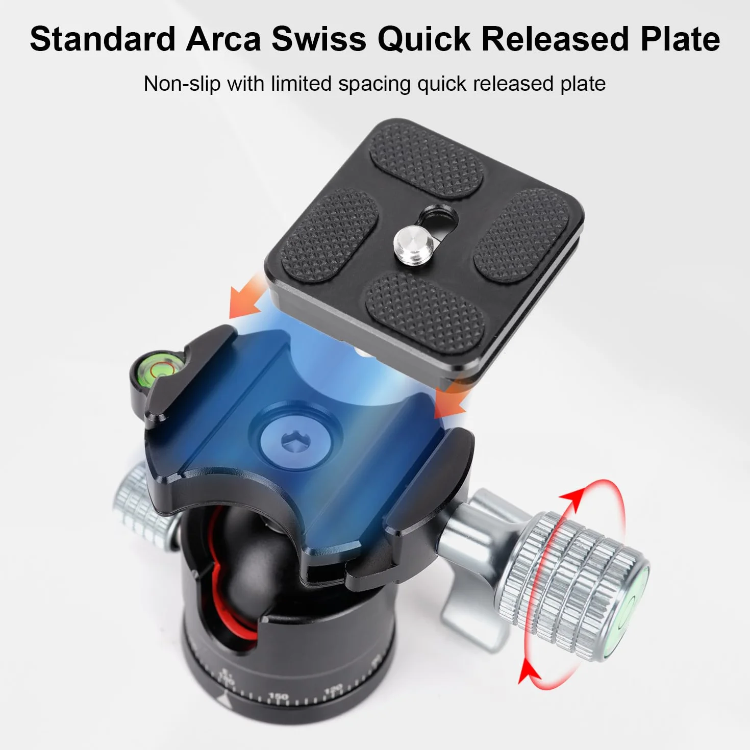 koolehaoda Niskoprofilowa mini głowica kulowa 360° Panoramiczna 1/4" Arca-Type QR Plate Metalowy do lustrzanki cyfrowej 170g 8kg