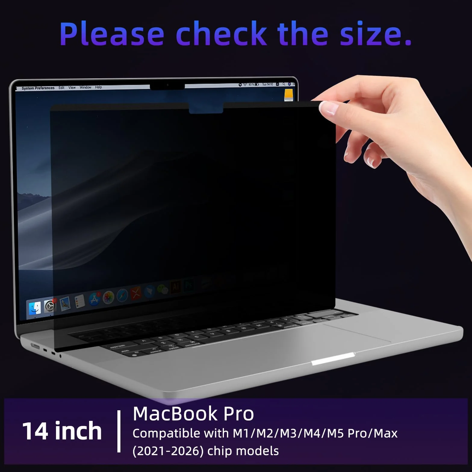 MacBook Pro 14" M5 Pro/Max magnetyczny filtr prywatności ochrona przed oślepieniem