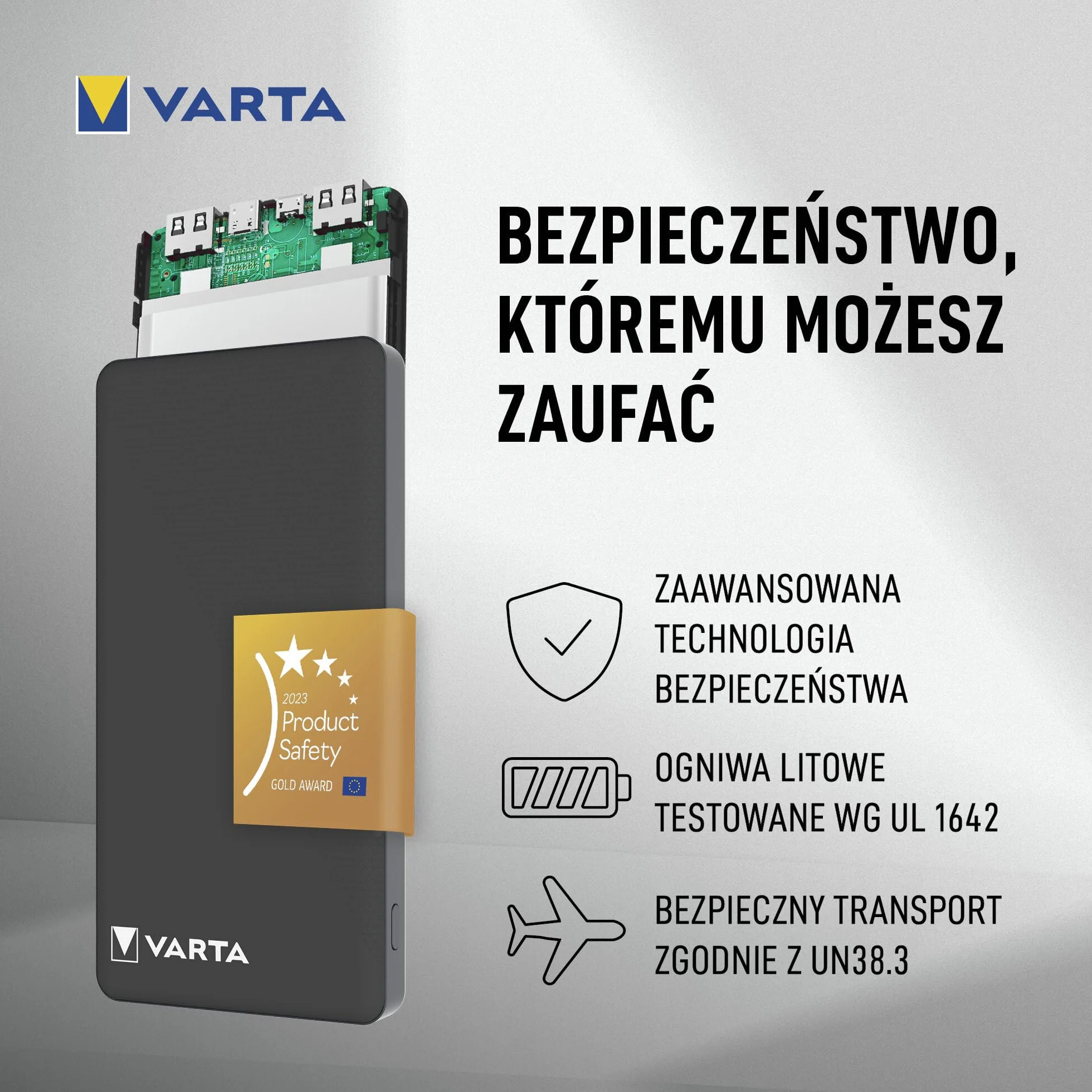 VARTA Power Bank 10000mAh z 3 portami USB A i USB C