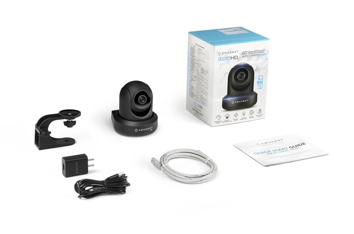Amcrest UltraHD kamera WiFi 2K 3MP (2304TVL) dwuzakresowa 5 GHz / 2,4 GHz wewnętrzna kamera IP do monitoringu panoramicznego/pochylenia, domowy system bezpieczeństwa wideo z noktowizorem na