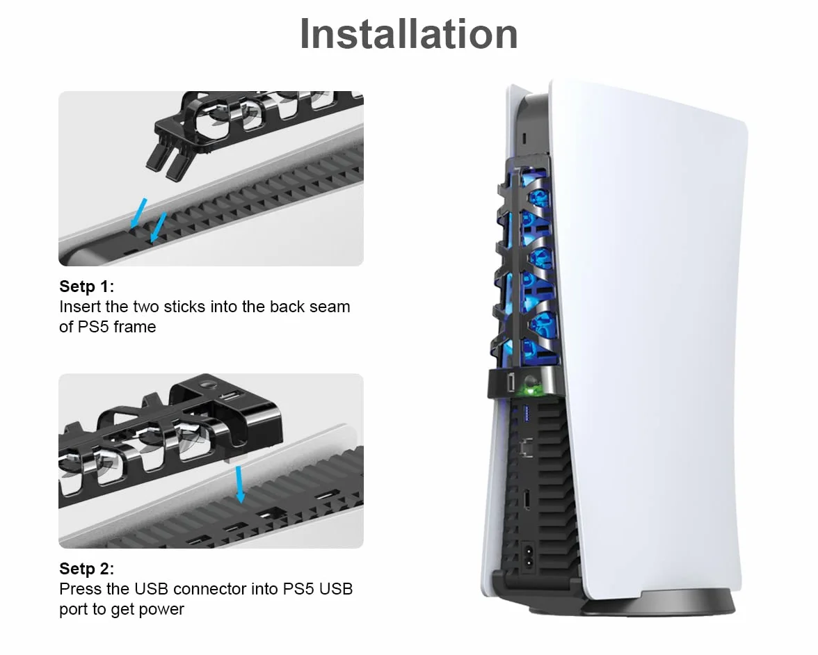 Automatyczny Wentylator Chłodzący USB Turbo z Czujnikiem Temperatury do PlayStation 5