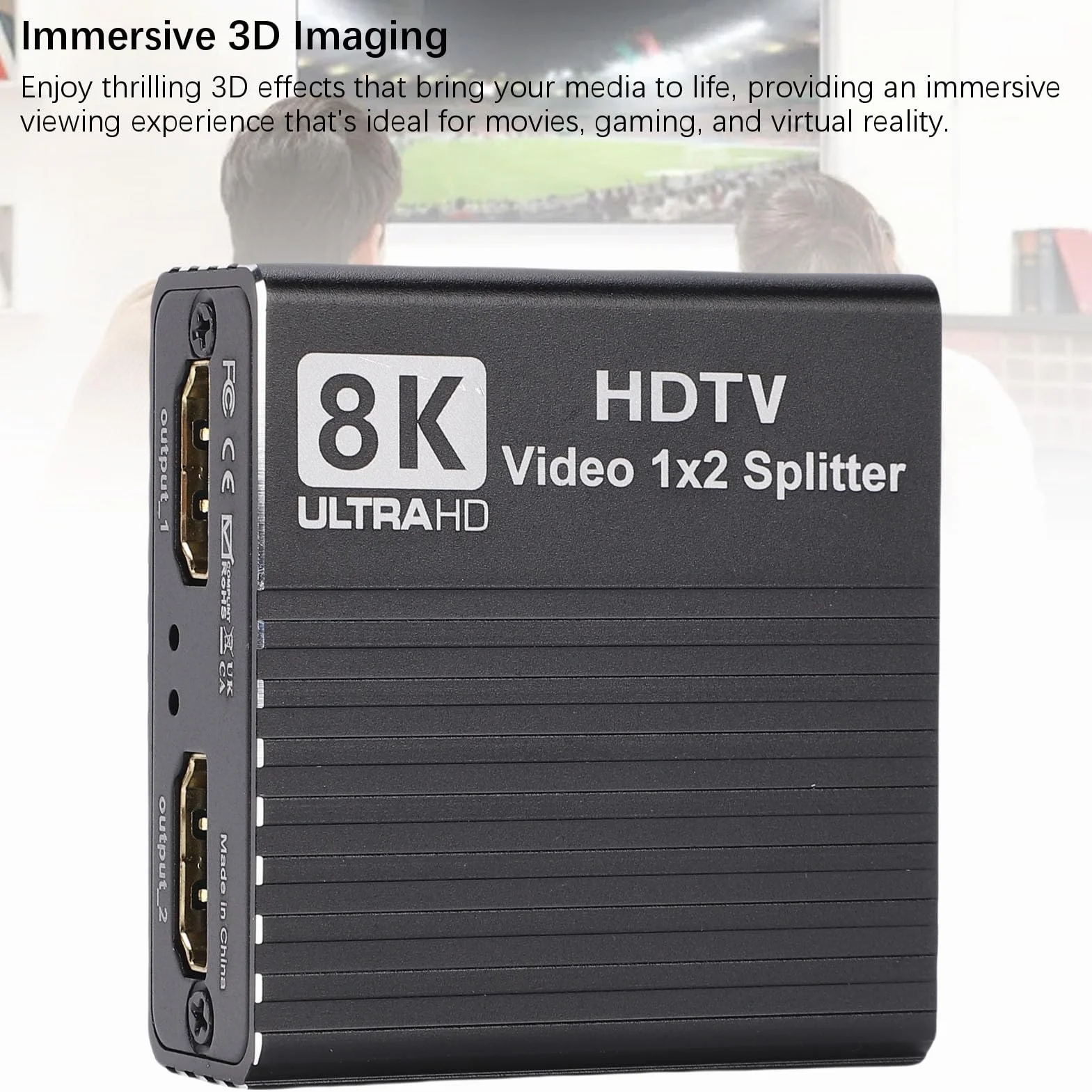 Bewinner Rozdzielacz HDMI 2.1 8K 60Hz 4K 120Hz 1 Wejście 2 Wyjścia