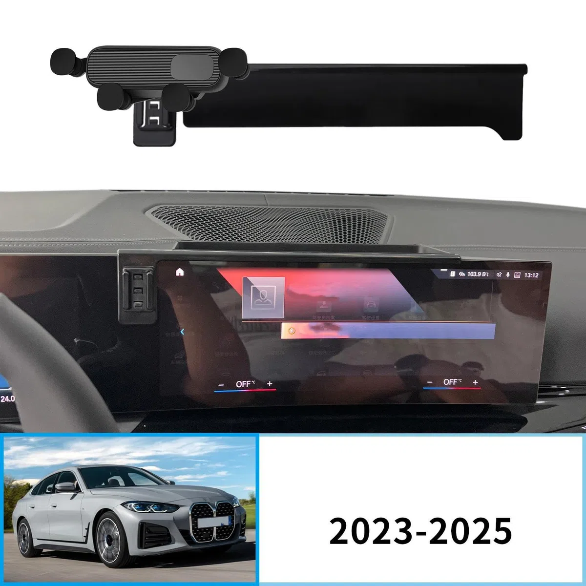 Uchwyt Samochodowy na Telefon dla BMW serii 4 i3 2023-2025, uchwyt samochodowy na telefon komórkowy, stojak na nawigację GPS (ładowanie)