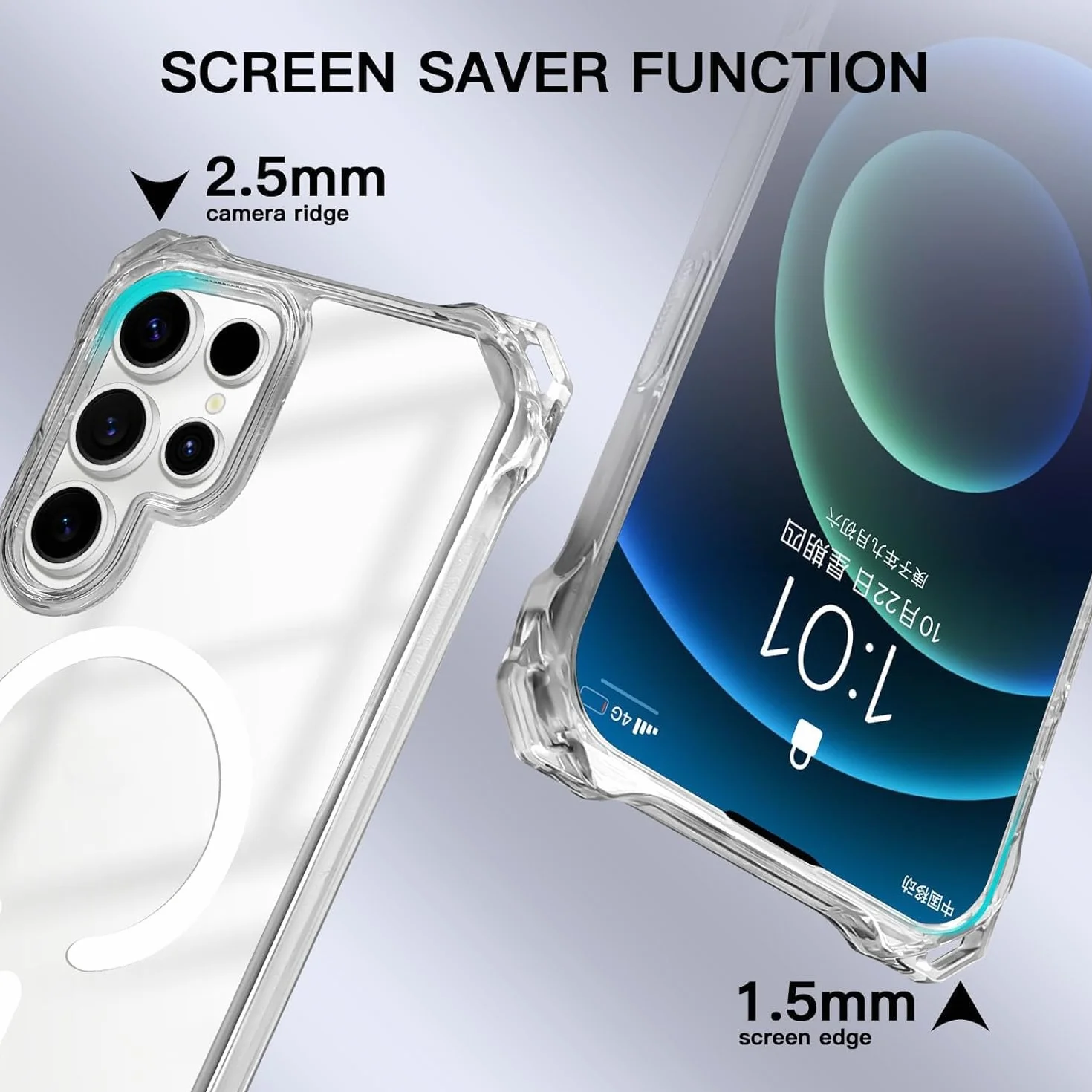Pasek na telefon Samsung Galaxy S26 Ultra, przezroczyste etui z regulowanym łańcuszkiem, czarne