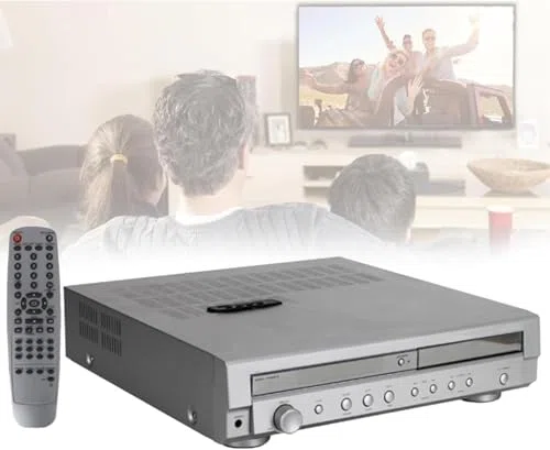 Wzmacniacz kina domowego z odtwarzaczem DVD i pilotem zdalnego sterowania, 5.1-kanałowy dźwięk przestrzenny, obsługuje USB, wyjście optyczne i koncentryczne, regulacja głośności do kina i użytku