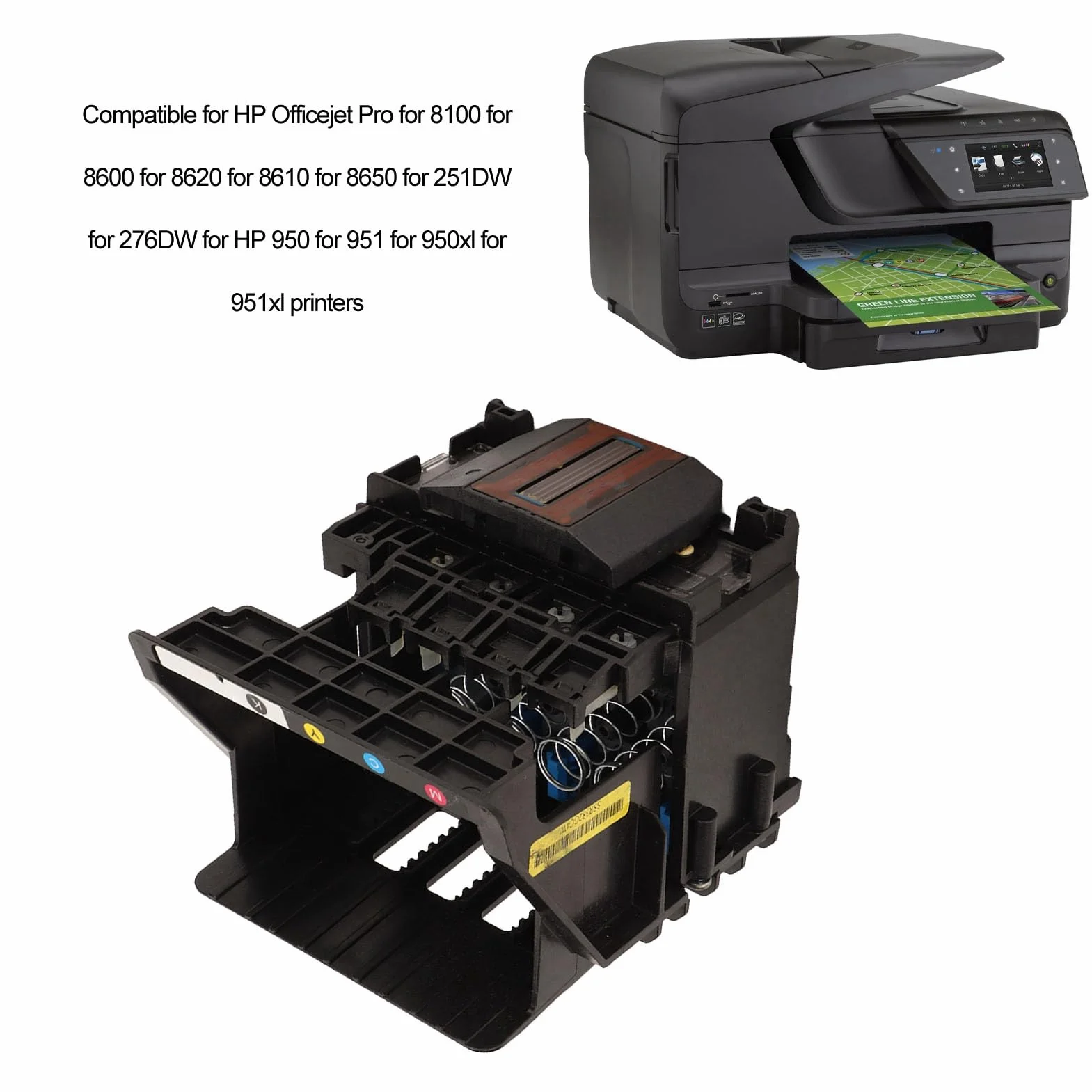 RIZGHWOY Głowica Drukująca Zamienna do OfficeJet Pro 8100 8600 8620 8630 8610 8650 251DW 276DW, Kompatybilna z 950 951 950XL 951XL, Materiał ABS