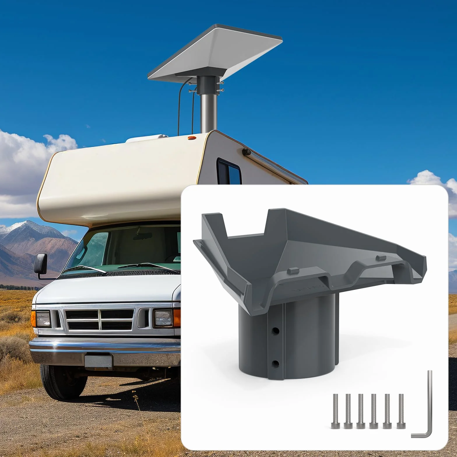 HOLACA Starlink Mini adapter rurowy, uchwyt do rury dachowej, metalowy adapter do różnych rozmiarów masztów (1"-2,1"), kompatybilny ze Starlink Mini, akcesoria do Starlink Internet Kit Satellite