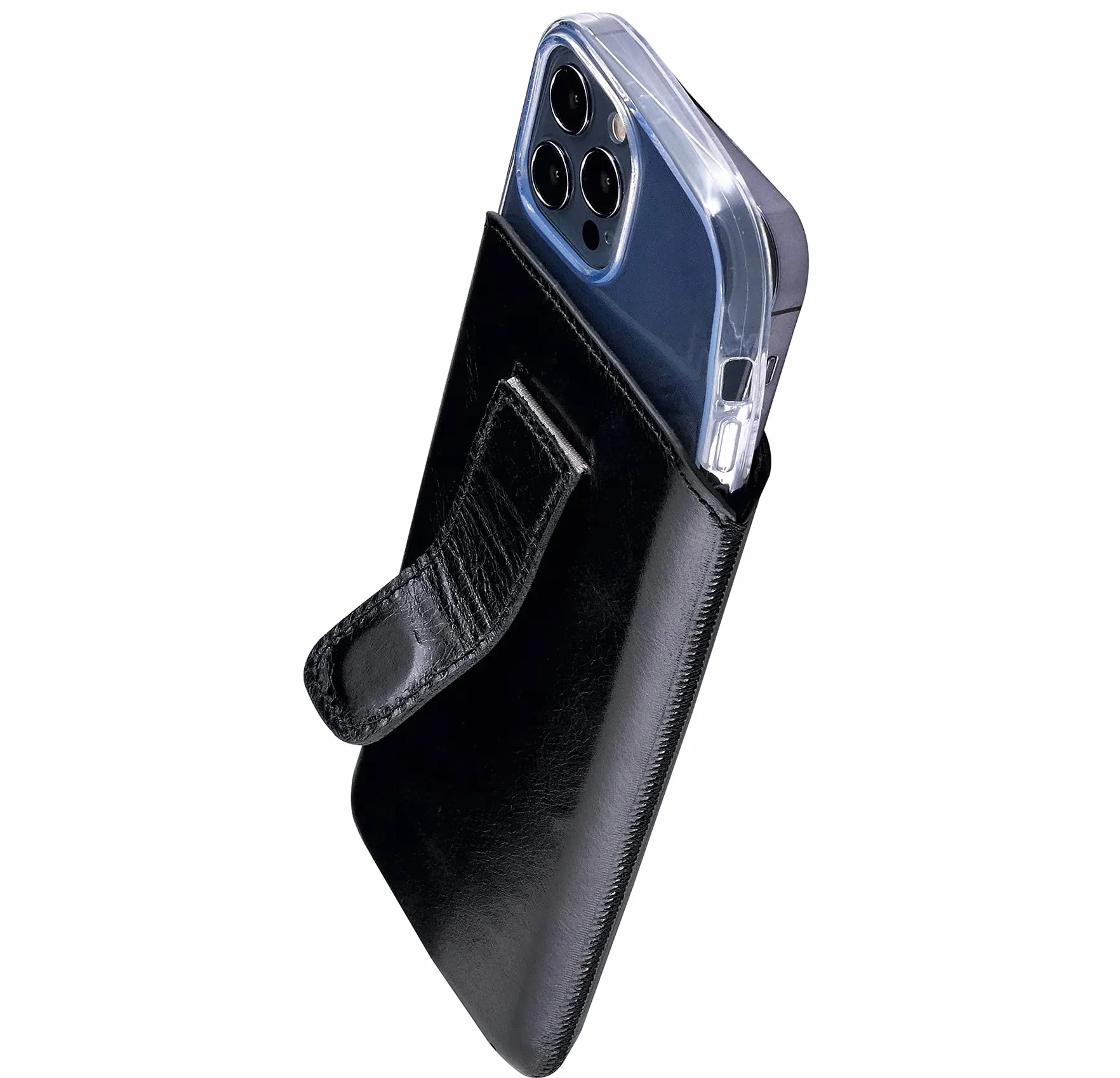 Etui kompatybilne z iPhone 16 Pro Max 6,9 cala czarne skórzane z klapką bumper