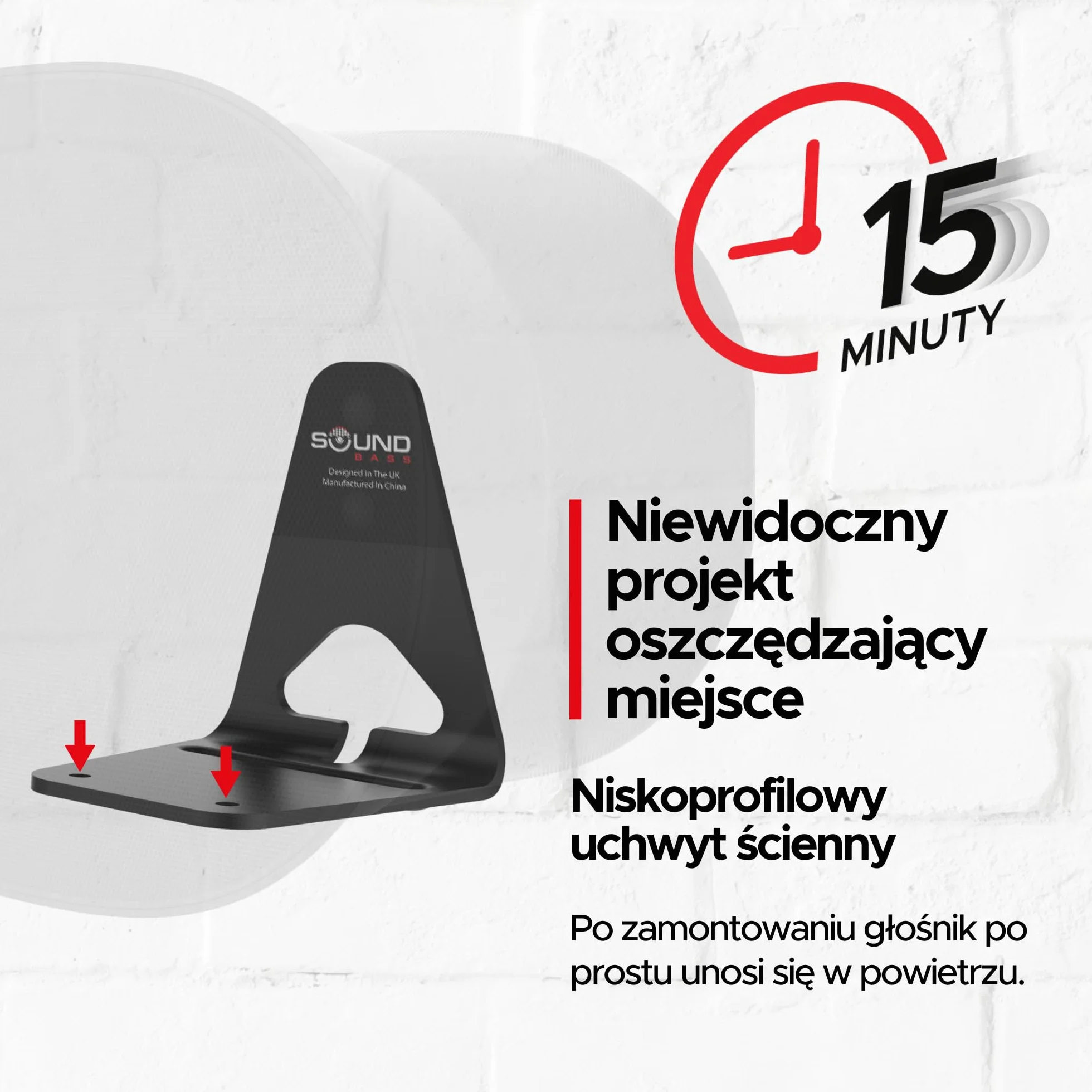 Sound Bass ERA300 Uchwyt Ścienny, Niski Profil, Czarny, Zestaw Podwójny, Kompatybilny z Głośnikiem Sonos ERA 300, Kompletny ze Wszystkimi Elementami Montażowymi