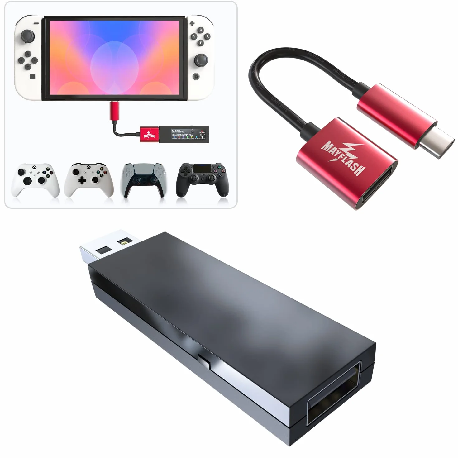 MAYFLASH Magic-S PRO 2 Wireless Bluetooth USB Adapter for PS4, NS, NS 2, macOS, Windows, Raspberry Pi, Compatible with Xbox Series X & S, Xbox One, PS5 Controller and More