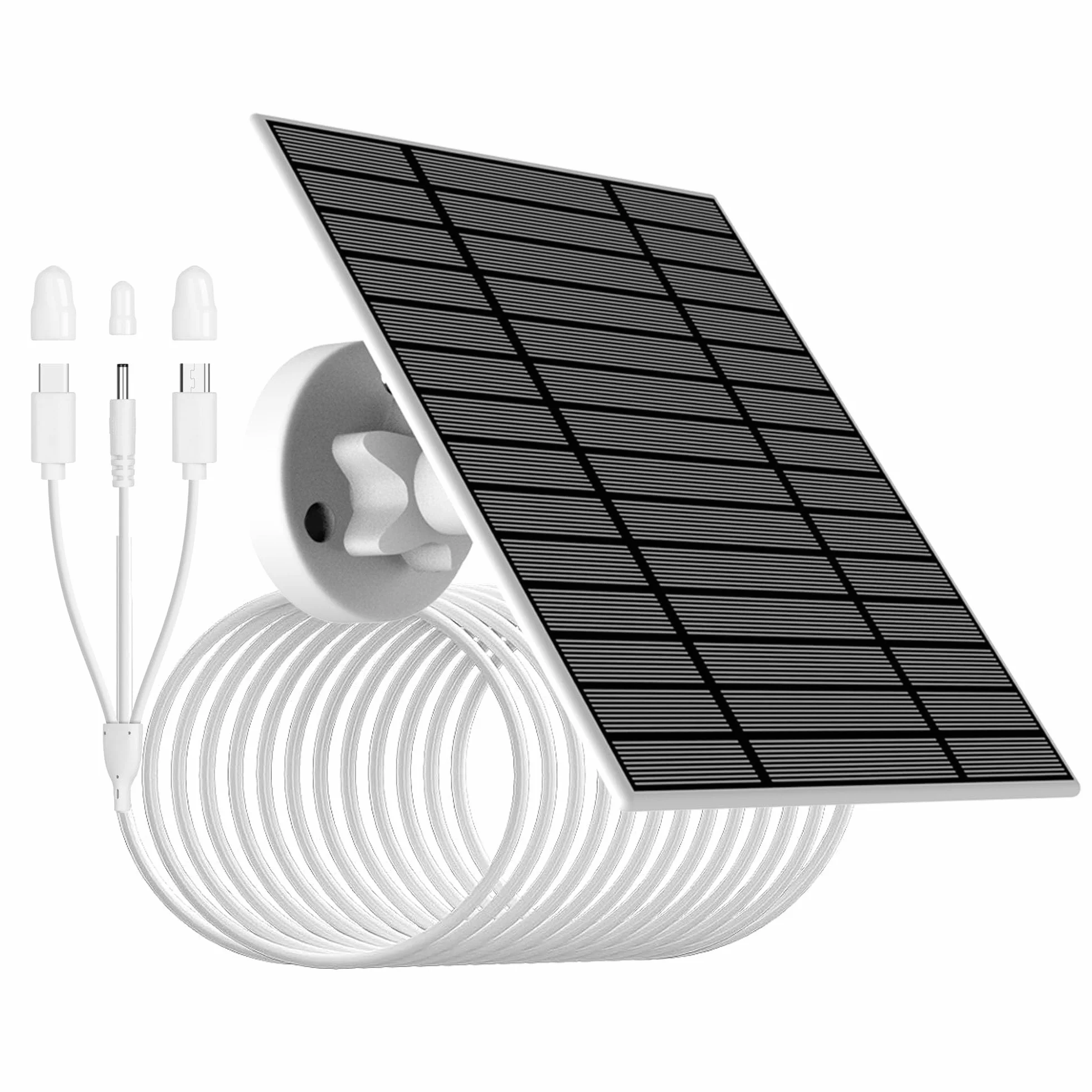 Panel słoneczny 5V-6W do kamery bezpieczeństwa ze złączami micorUSB/Type-C/DC3513. IP66, kabel do ładowania 3 m, kompatybilny z Ring DZEES EUFYcam 2/2pro/2c/2c pro/E/3C/L20/L40/S40