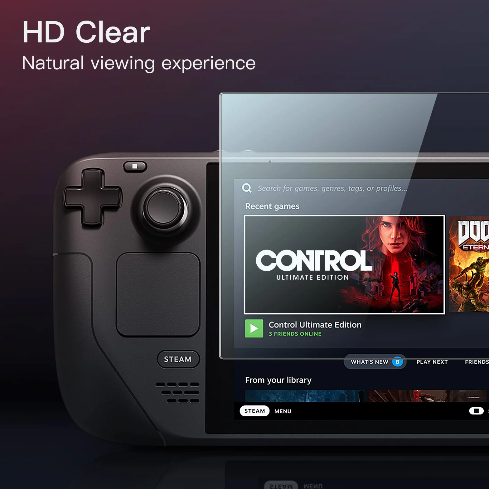 JETech Ochraniacz Ekranu dla Steam Deck OLED 7,4-Cala (2023), Steam Deck 7 Cala (2021&2022), 9H Screen Protector Folia Szkło Hartowane Film, Odporna na Zarysowanie HD Wyczyść, 2 Sztuki