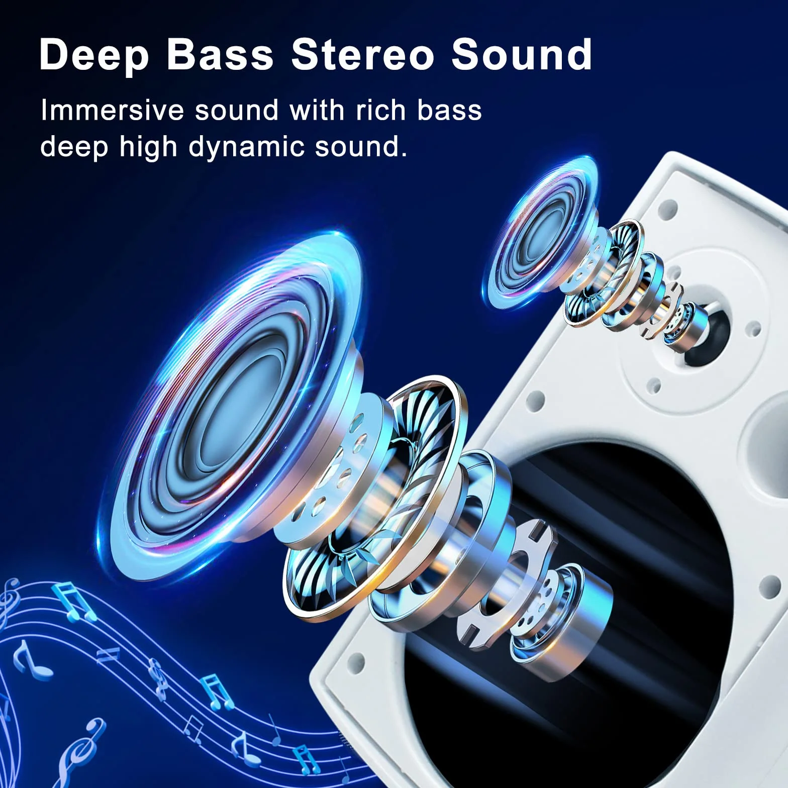 Herdio Głośnik zewnętrzny 6,5", wodoszczelny, 800 W, głośnik zewnętrzny ze wzmacniaczem stereo Bluetooth, idealny do użytku na zewnątrz, na taras, do ogrodu, na werandę (4 białe)