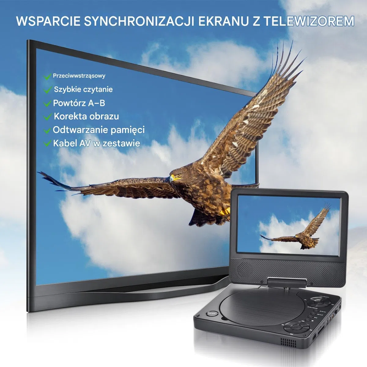Mini przenośny odtwarzacz DVD YOOHOO 9,5"do samochodu i dzieci z obrotowym ekranem HD 7,5", obsługuje wszystkie regiony, wiele regionów, samochodowe odtwarzacze DVD dla dzieci, słuchawki