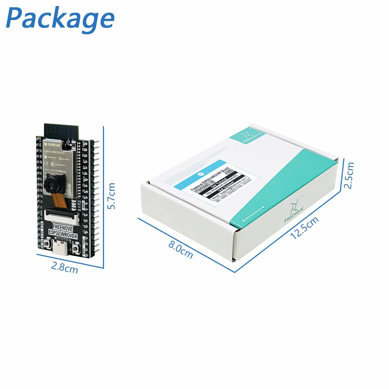 Freenove ESP32 CAM dev Board Kit, Dwurdzeniowy 32-Bitowy Mikrokontroler 240 MHz, Kamera Wbudowana WiFi+BT, Kod Python C, Przykładowe Projekty Tutorial