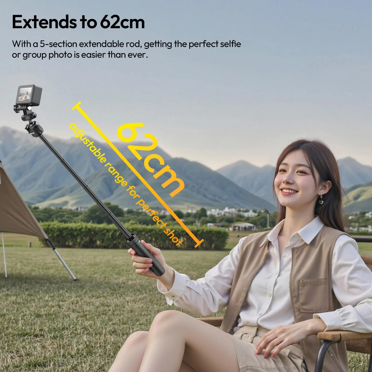ULANZI MT90 Cka Statyw z szybkim zwalnianiem do kamery DJI Pocket 3 4/Osmo Action 5 4 3, 2-w-1 do selfie, kompatybilny z kamerami Go Pro/Insta 360 X5 Ace/Ace Pro/X4, udźwig 1,5 kg