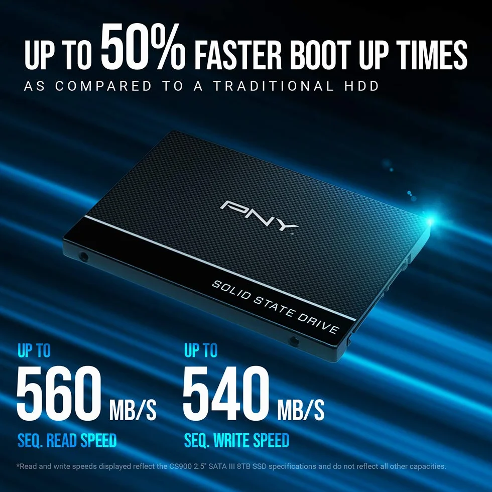 PNY CS900 Internal SSD SATA III, 2.5 Inch, 2TB, Read speed up to 550MB/s
