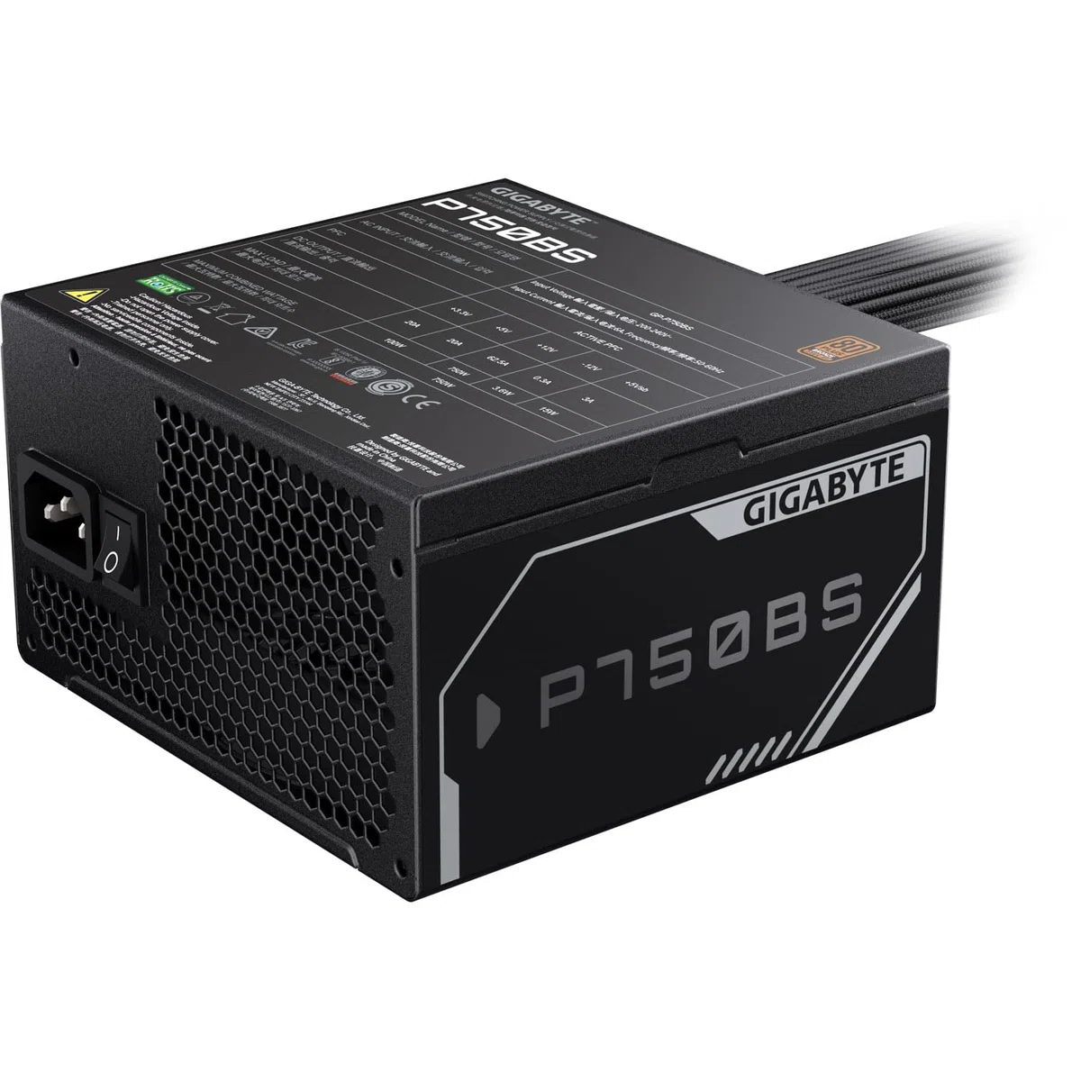 GIGABYTE P750BS zasilacz - PCIe 5.0, 80 Plus Bronze, w pełni modułowa konstrukcja, wentylator 120 mm, kompatybilny z ATX, wtyczka EU