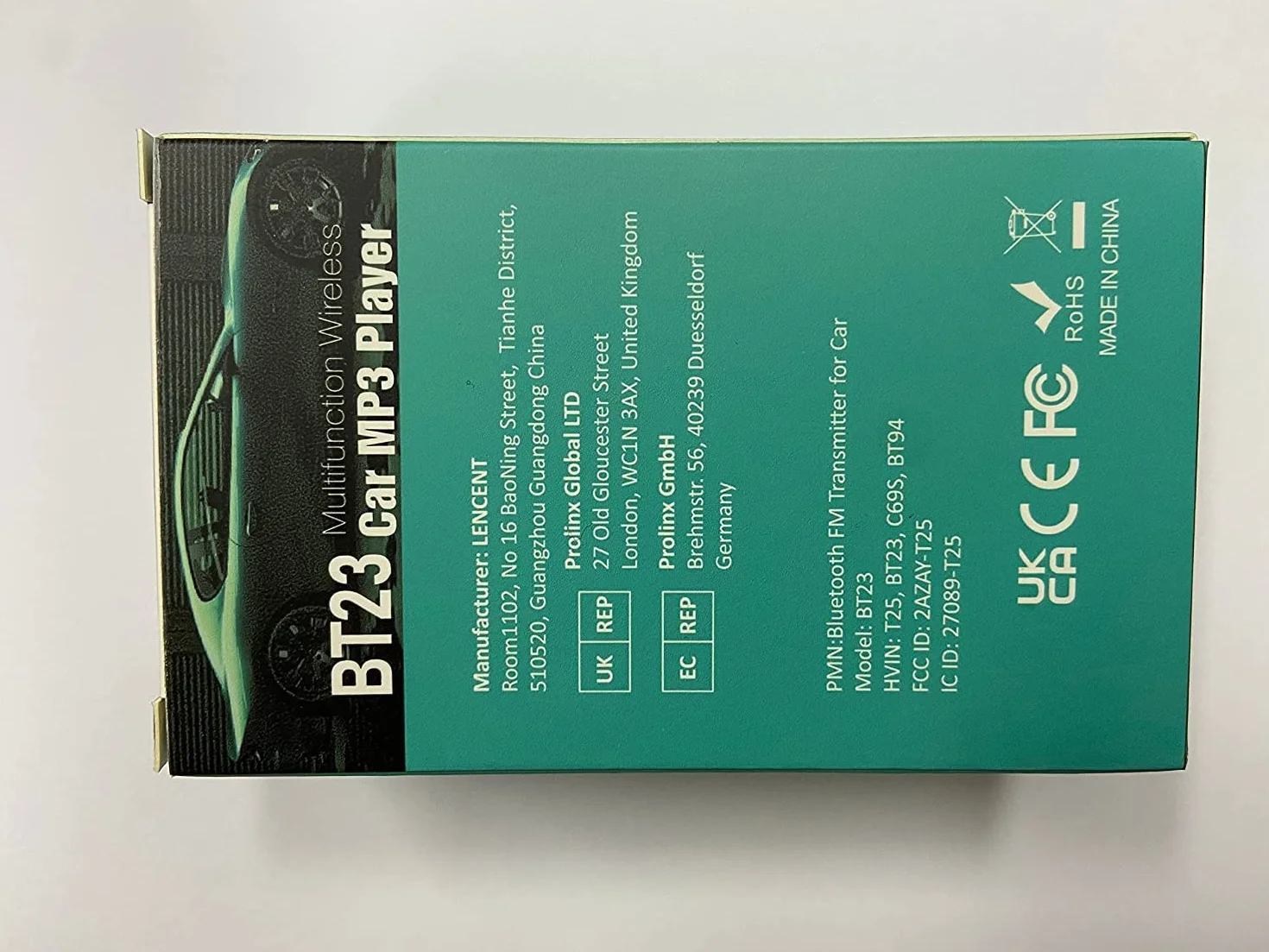 LENCENT Samochodowy nadajnik FM Bluetooth, ładowarka z przyłączem PD3.0 (USB-A) i QC3.0(USB-C), funkcja głośnomówiąca bezprzewodowy samochodowy odtwarzacz,transmiter, MP3, karta TF(micro SD)