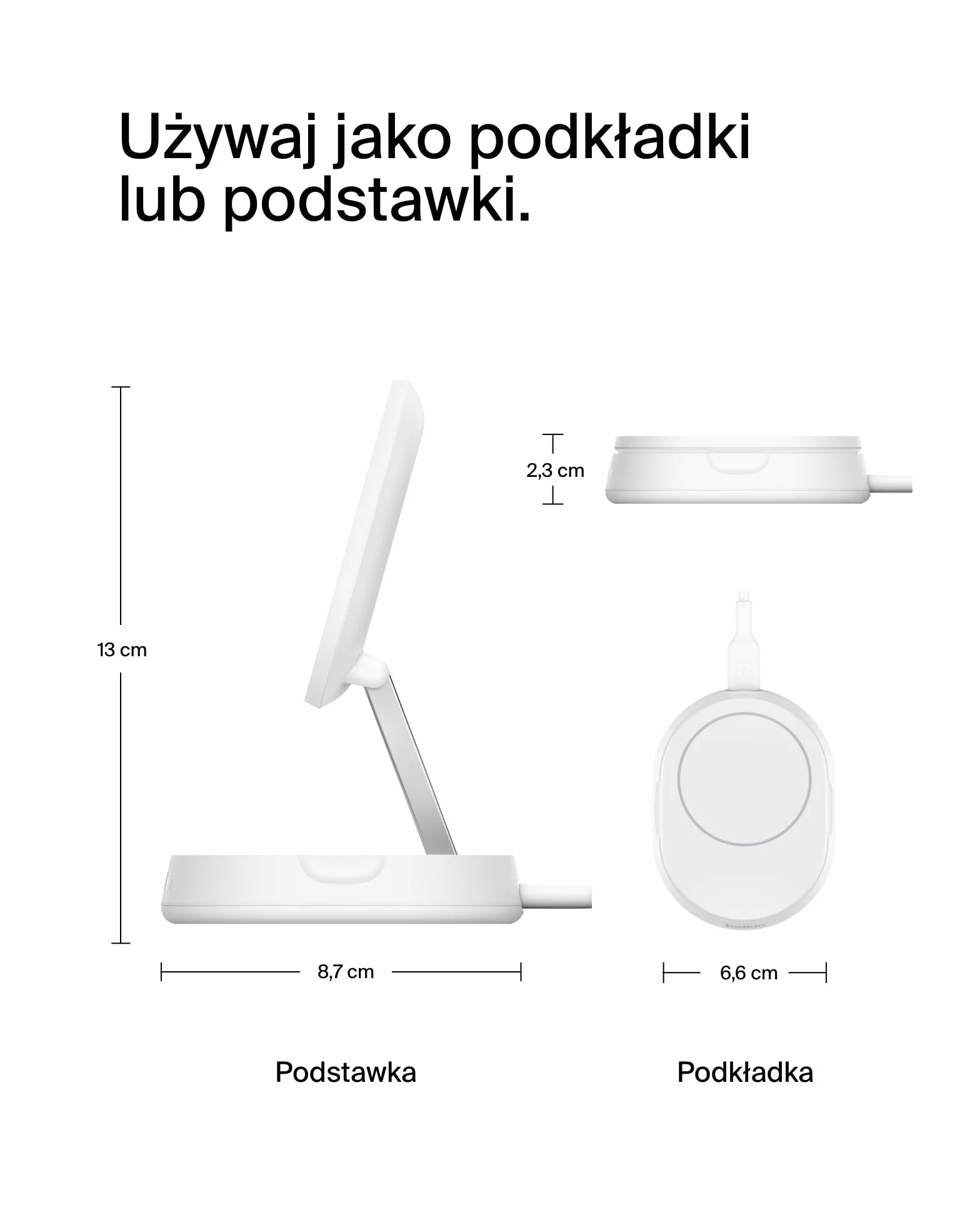 Belkin BoostCharge Pro konwertowalna podstawka ładująca 15W MagSafe bezprzewodowa ładowarka Qi2 do iPhone 15, 14, AirPods biała