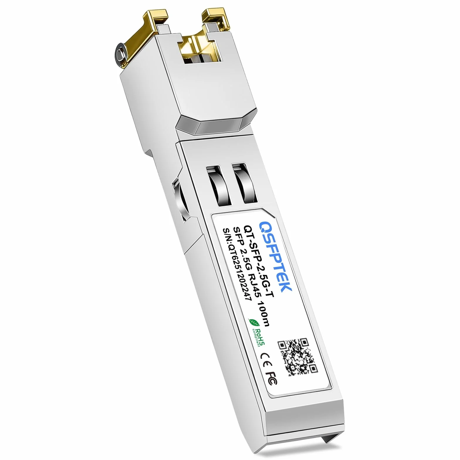 QSFPTEK 2.5GBASE-T SFP do RJ45 Transceiver, 2,5G moduł Mini-GBIC kompatybilny z Cisco SFP-2.5G-T, Ubiquiti, MikroTik, TP-Link 2.5Gb Switch/Router, do 100m (Obsługa tylko portu 2.5G)