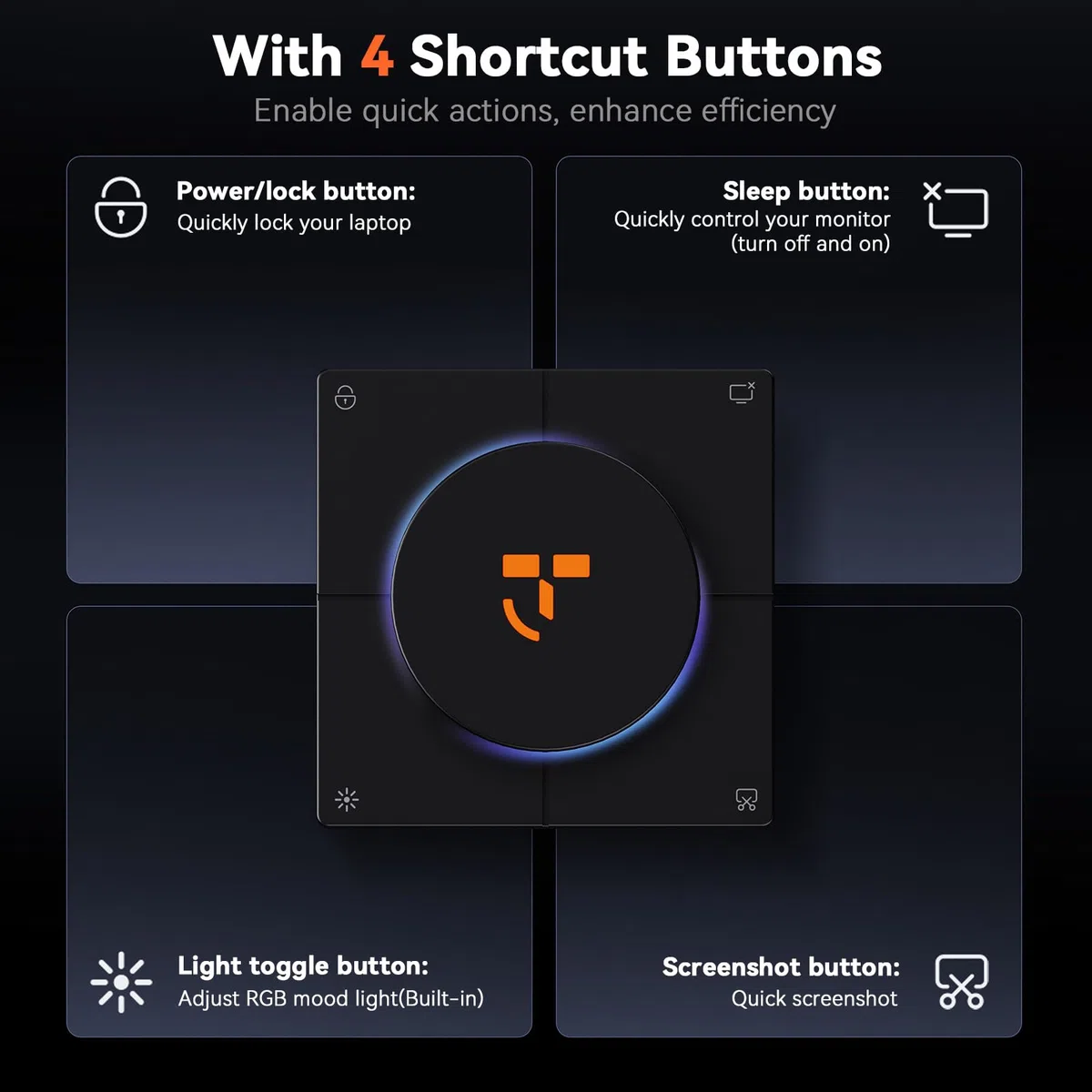 TobenONE Hub USB C 10 w 1 z klawiszami skrótów, pokrętłem głośności, HDMI 4K | 100 W PD, 3 USB, Ethernet, Audio, SD/microSD, stacja dokująca do laptopa MacBook, Windows, Chrome, iPad