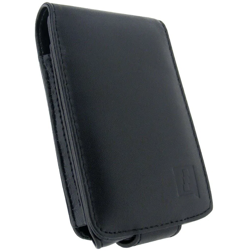iGadgitz U0131 Luksusowy składany futerał z prawdziwej skóry kompatybilny z Apple iPod Classic 80gb 120gb i 160gb - Czarny