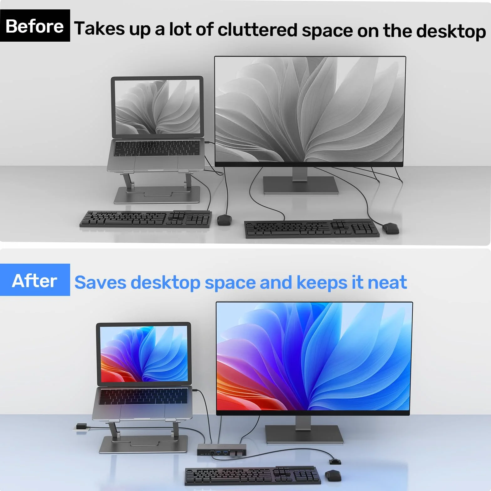 Alxum Przełącznik KVM HDMI 2 komputery 1 monitor 4K 60 Hz 4 USB A 5 Gb/s kontroler biurkowy 2 kable USB 3.0