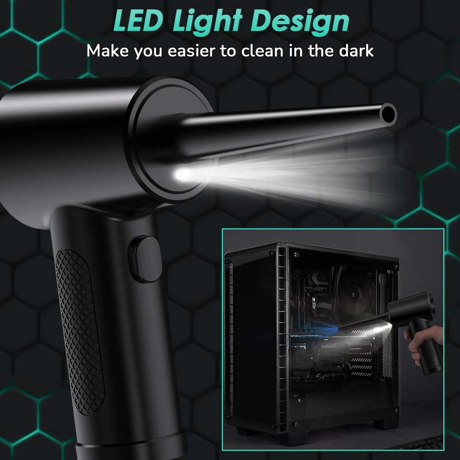Elektryczna dmuchawa sprężonego powietrza 3-stopniowa 100000 obr/min 6000 mAh z lampą LED