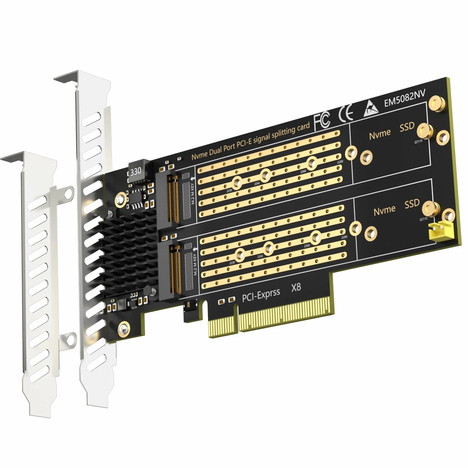 GLOTRENDS PA21 Dual Adapter M.2 NVMe do PCIe 4.0 X8 bez rozgałęzienia PCIe, konfiguracja miękkiego macierzy RAID M.2 NVMe za pomocą narzędzia systemu operacyjnego (obsługuje rozmiary 22110/2280)