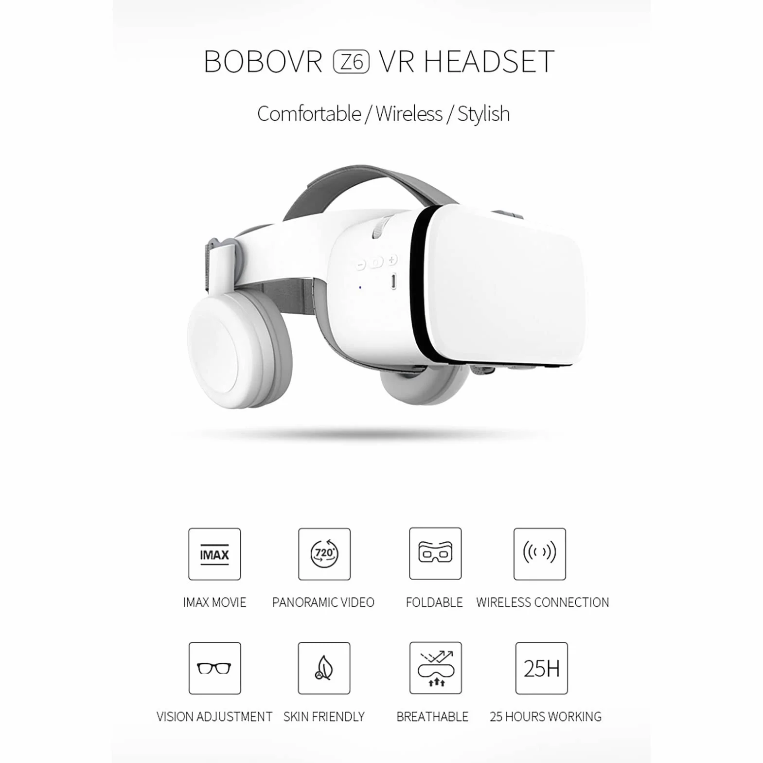 Okulary VR z pilotem zdalnego sterowania, okulary VR do filmów 3D gry wideo, VR Realidad Virtuales Game System VR zestaw słuchawkowy do iPhone'a Apple Android PC Phone (kolor: biały, rozmiar: B01)