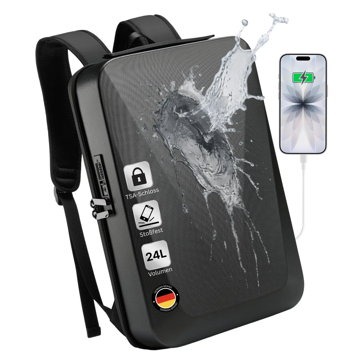 Plecak Męski z Kieszenią na Laptop 15,6" 46x31x12 Bagaż Podręczny Plecak na Laptopa 6 Przegródek Torba Antykradzieżowa Wodoodporna Port USB 24L Plecak Biznesowy Praca Biuro Szkoła Uczelnia Podróże