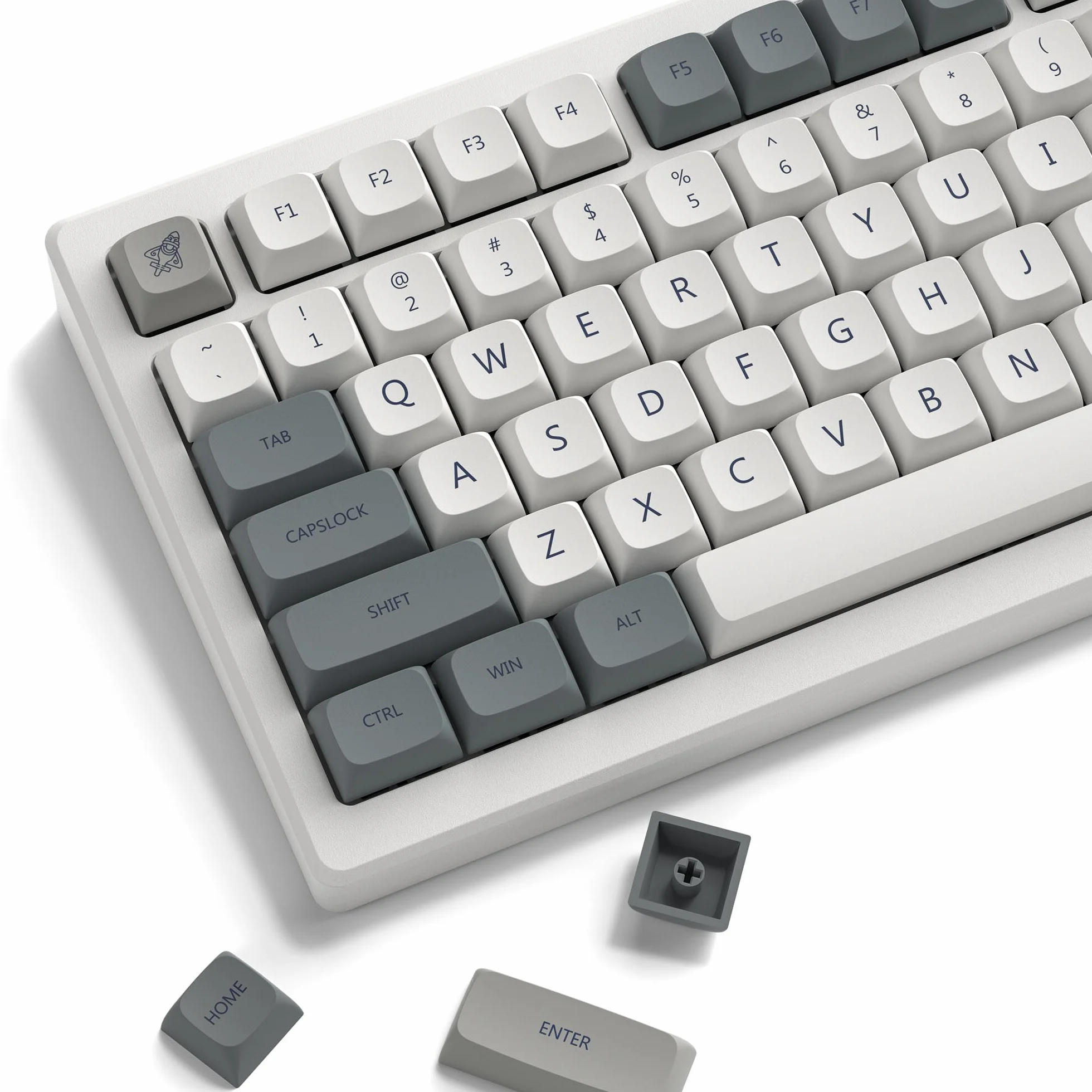 Klawisze retro szare PBT XDA Profile Keycaps 75% Dye-Sub Double Shot 139 klawiszy do klawiatury mechanicznej Gateron MX