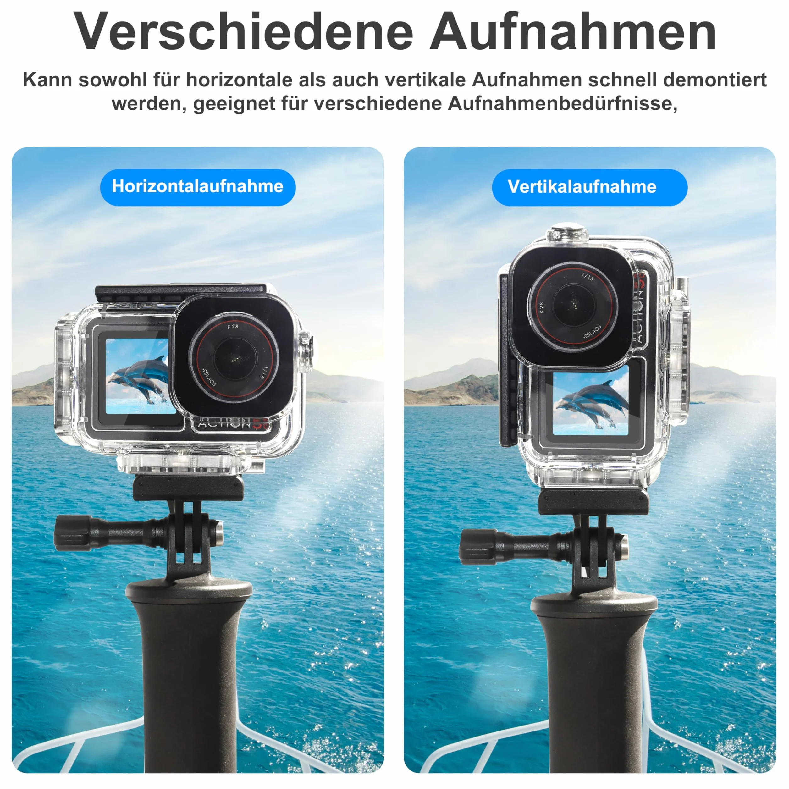 FitStill Wodoszczelna obudowa 196 ft/60 m z magnetycznym interfejsem szybkiego zamykania, kompatybilna z DJI Osmo Action 5 Pro/Action 4