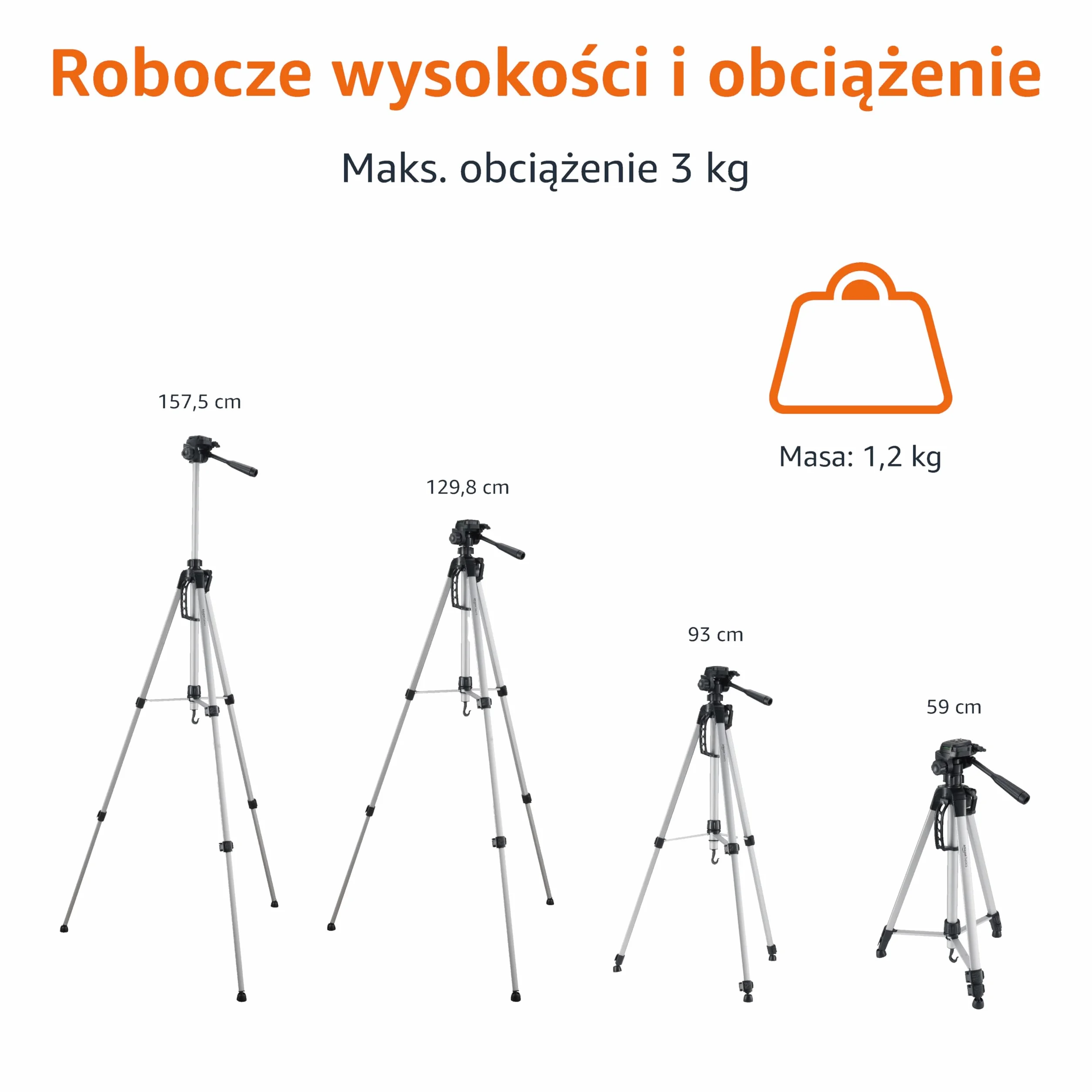 Amazon Basics WT3540 Statyw, Czarny, 152,4 cm