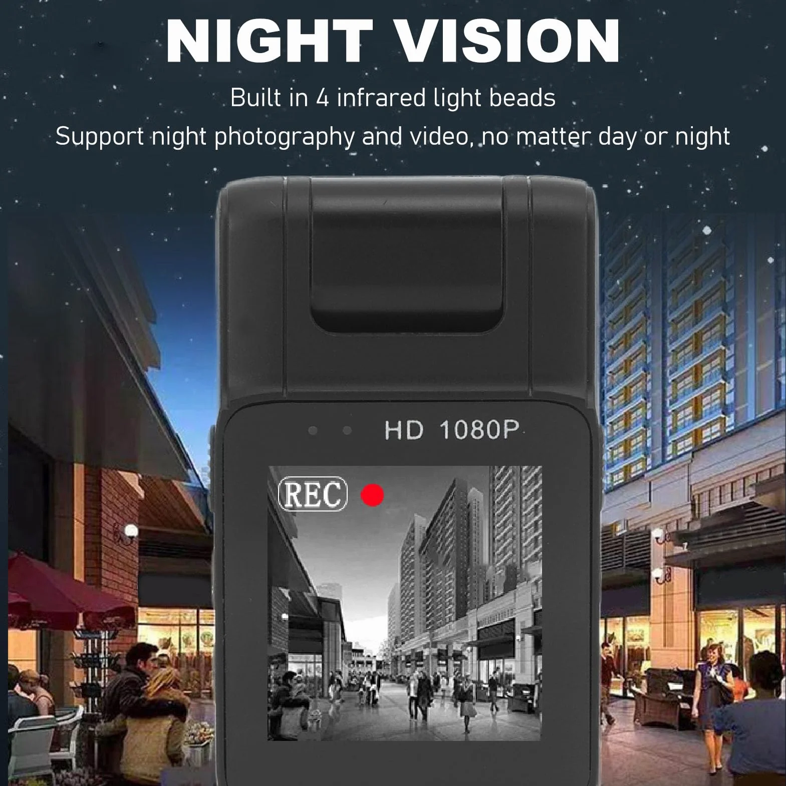 Poręczna Ukryta Kamera, 1080P Small Body Camera, 1080P Night Szerokokątny Klips z Tyłu Typu C Kieszonkowy Aparat ładujący do spotkań z Organami ścigania