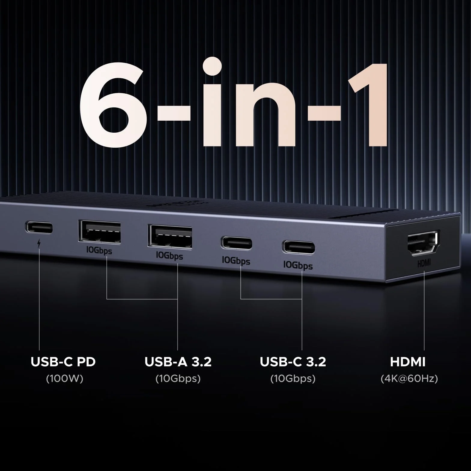 UGREEN Revodok 10Gbps USB C Hub HDMI 4K@60Hz USB C Adapter 2*USB A 3.2 i 2*USB C 3.2 PD 100W