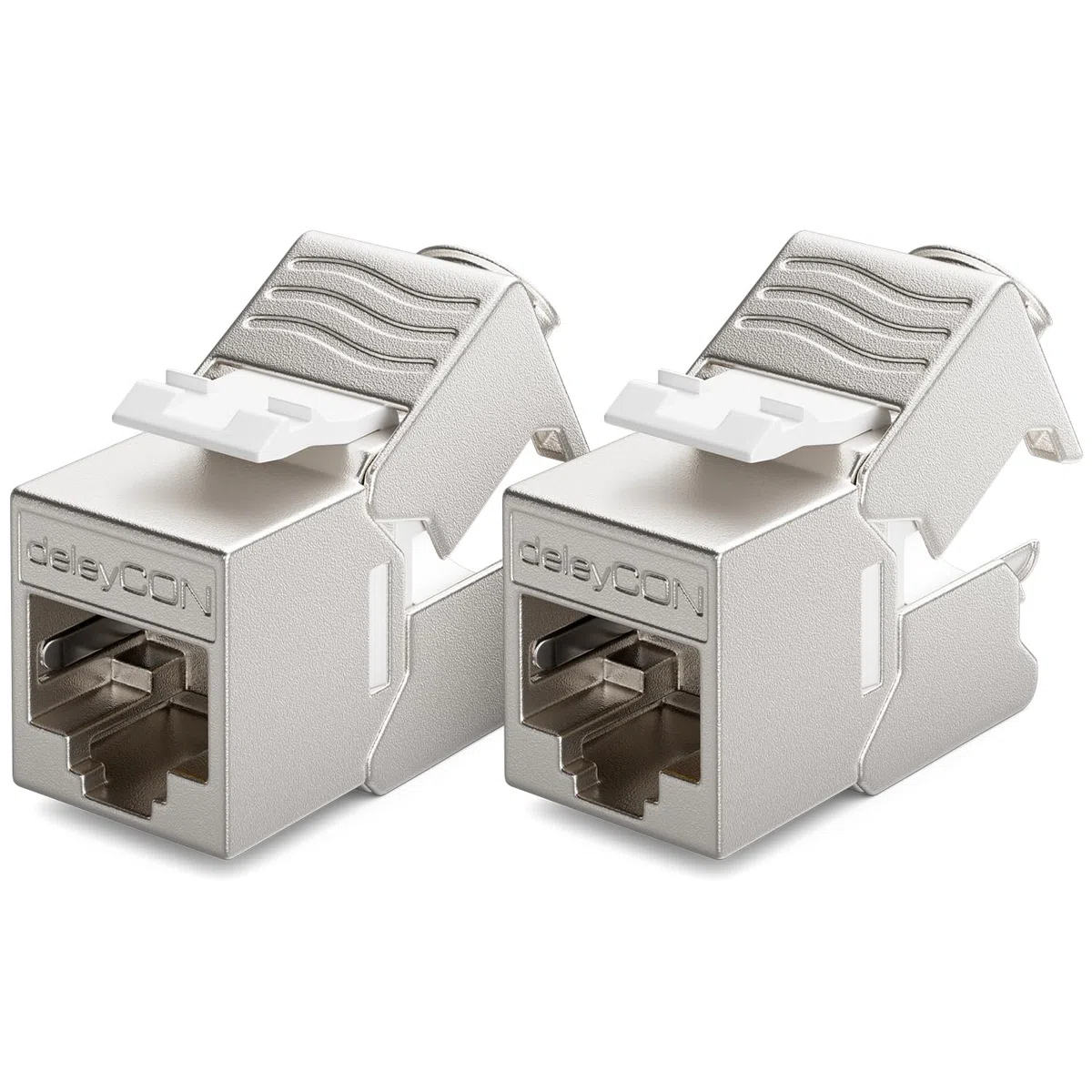 deleyCON 2x Moduł Keystone RJ45 Beznarzędziowy (10 Gbit/s, 500 MHz), LSA, w Pełni Ekranowany STP - Gniazdo LAN/Ethernet do Kabli CAT8/CAT7/CAT6/CAT5 - do Puszek i Paneli Krosowych