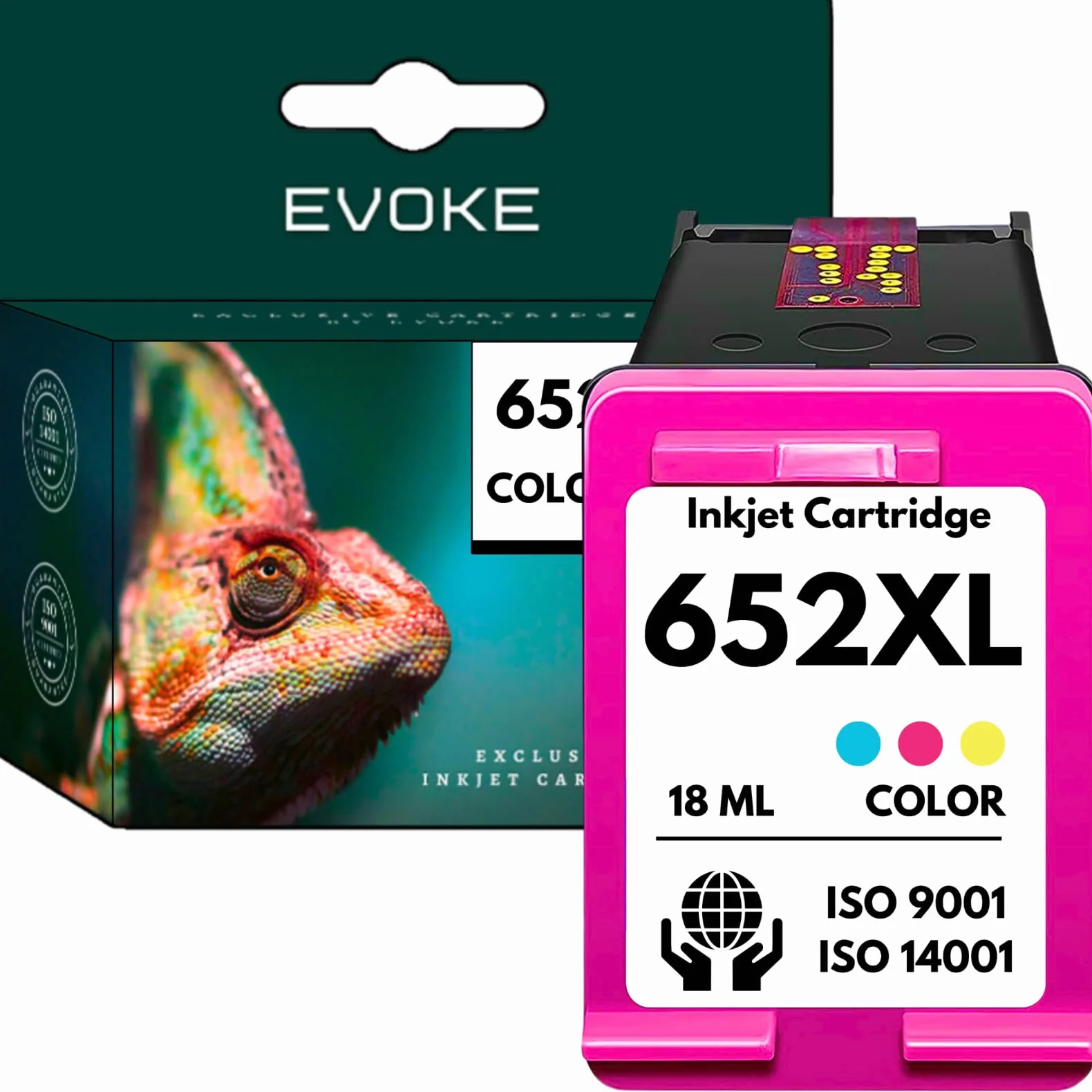 EVOKE 652 XL Zestaw tuszy kompatybilny z HP DeskJet 1115 2315 2135 3635 3785 3790 3835 4530 4535 (Zestaw Czarny + Trójkolorowy) 2280 Stron 38 ml