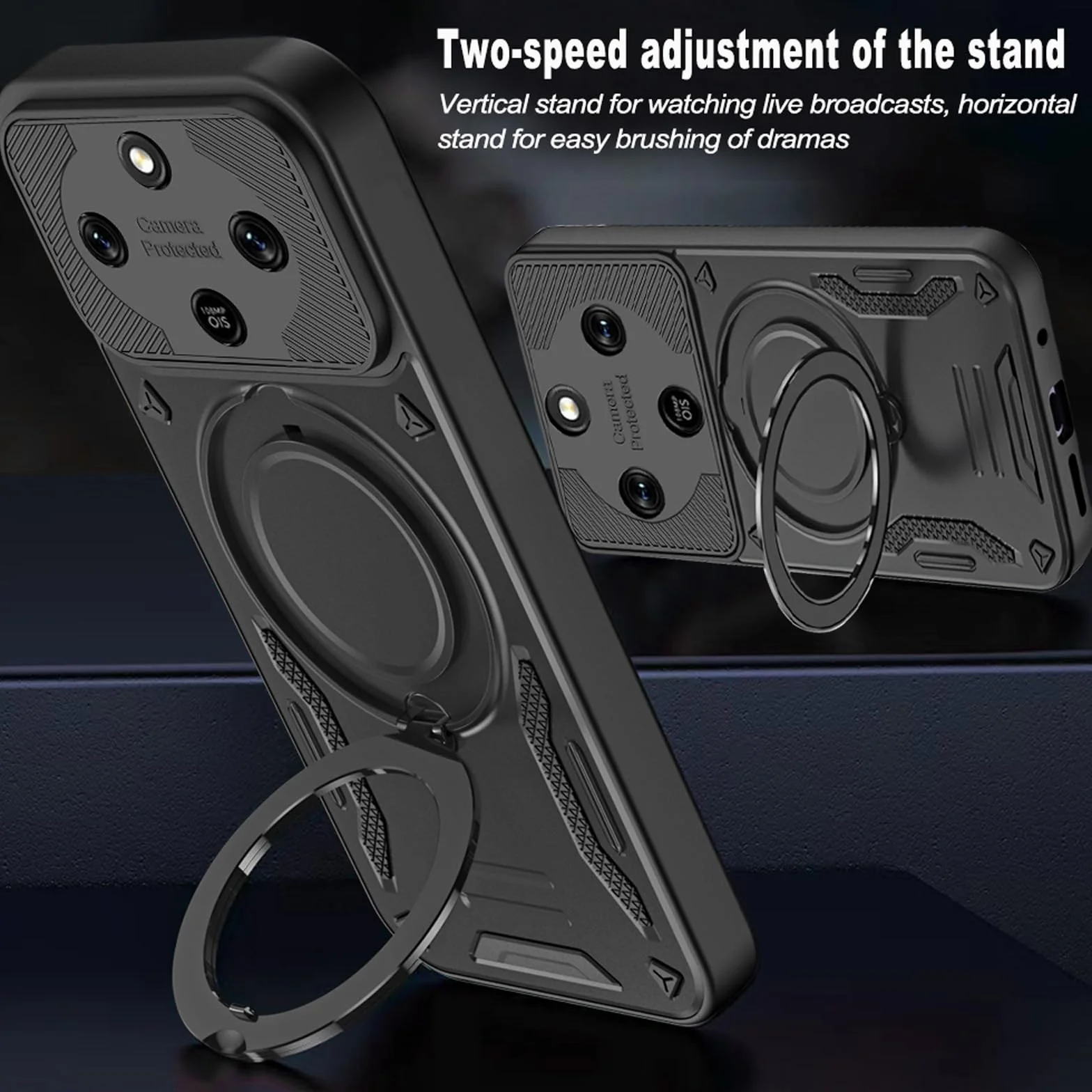 Etui do Honor Magic8 Lite/Magic 8 Lite 5G, TPU/PC 2 w 1 Hybrid uchwyt samochodowy obracany o 360°, odporne na uderzenia i upadki, etui na telefon komórkowy, niebieskie