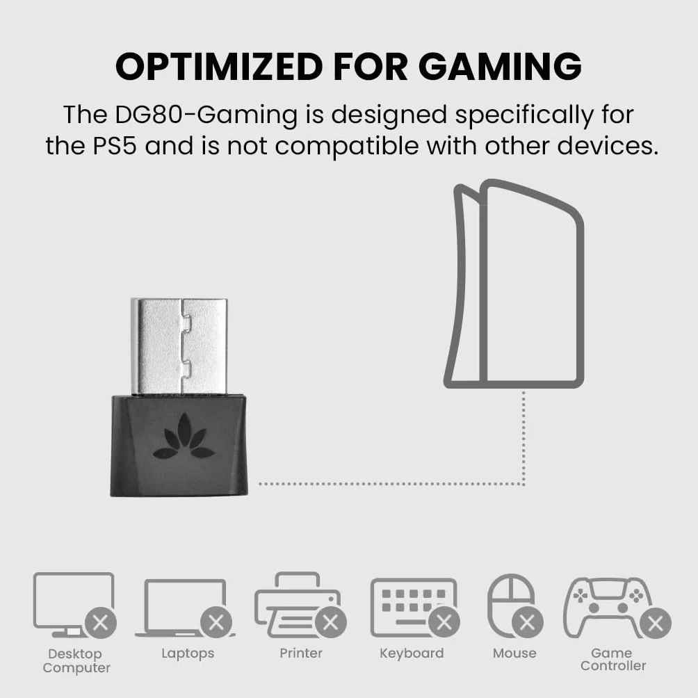 Avantree DG80-Gaming adapter USB Bluetooth 5.3 do PS5 i konsoli do gier z niskim opóźnieniem i aptX-Adaptive, bezprzewodowy