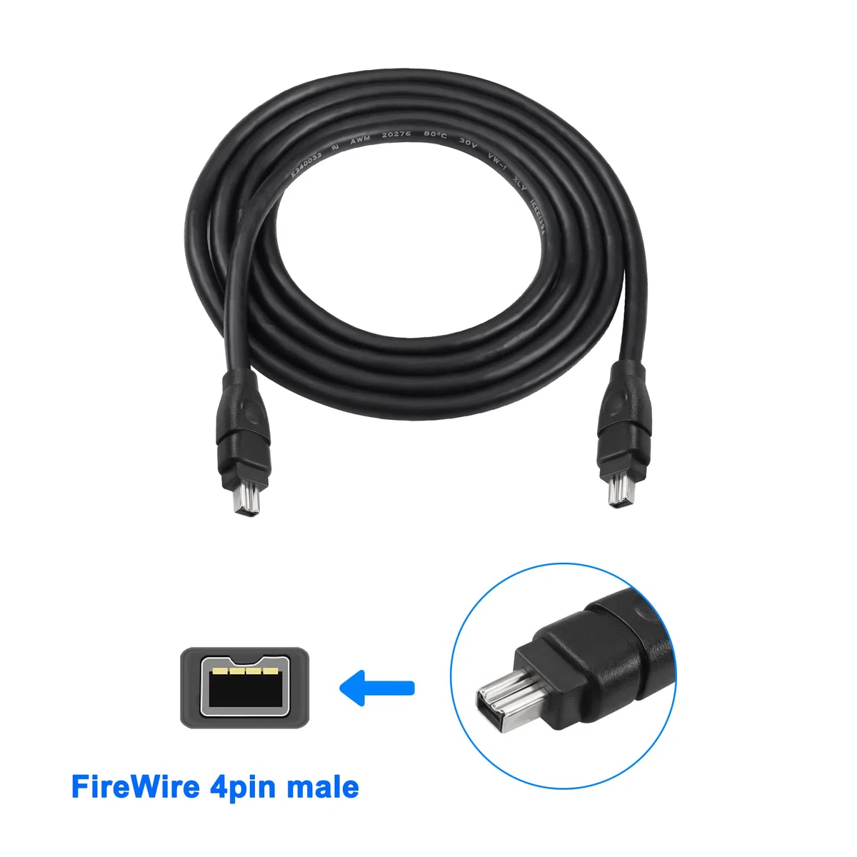 MEIRIYFA FireWire 4 Pin na 4 Pin kabel wtyczka do wtyczki IEEE 1394B 400 do 400 kabel DV iLink kabel do laptopa PC na kamerę - 1,8 m