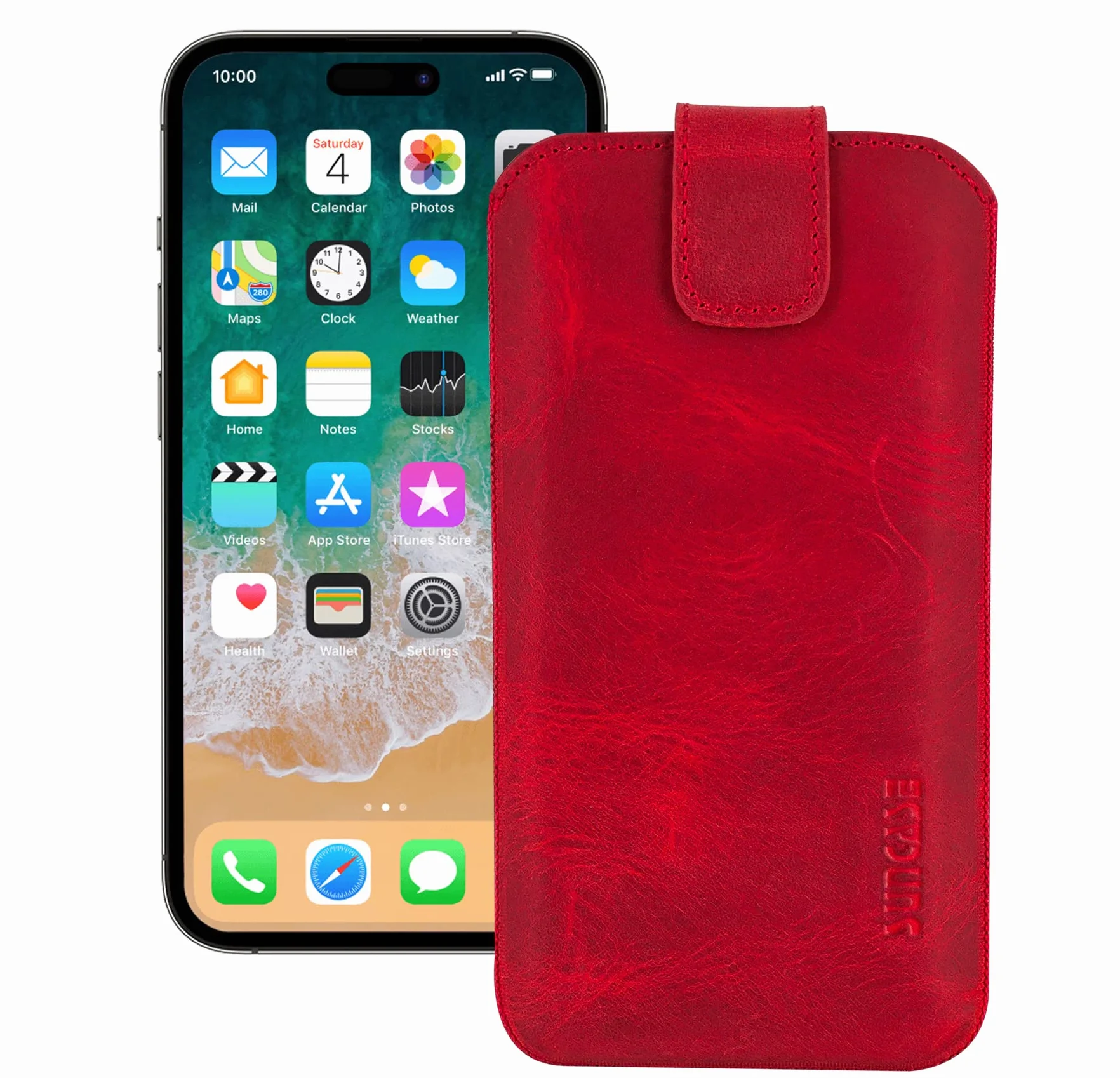 Suncase Etui kompatybilne z iPhone 14 Pro Max (6,7") ochronne z funkcją wyciągania, antyczna czerwień